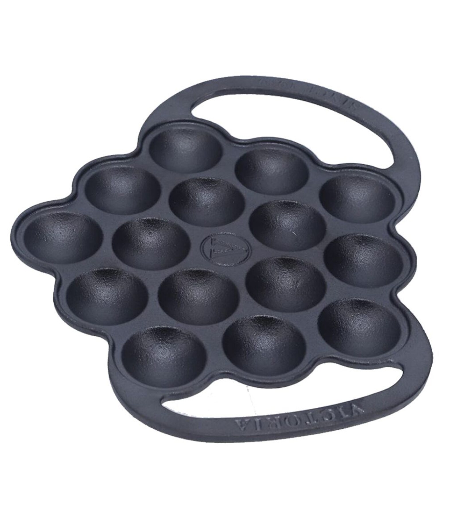 Victoria Cast Iron Poffertjes Dutch Pancake Pan with Loop Handles, Preseasoned with Flaxseed Oil, Made in Colombia