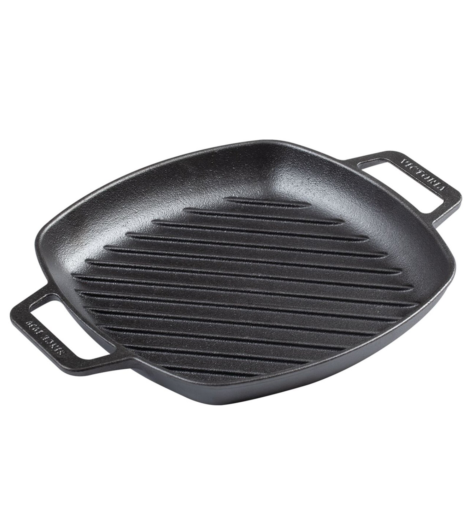 Victoria Cast Iron Square Grill Pan with Double Loop Handles, Made in Colombia, 10 Inches