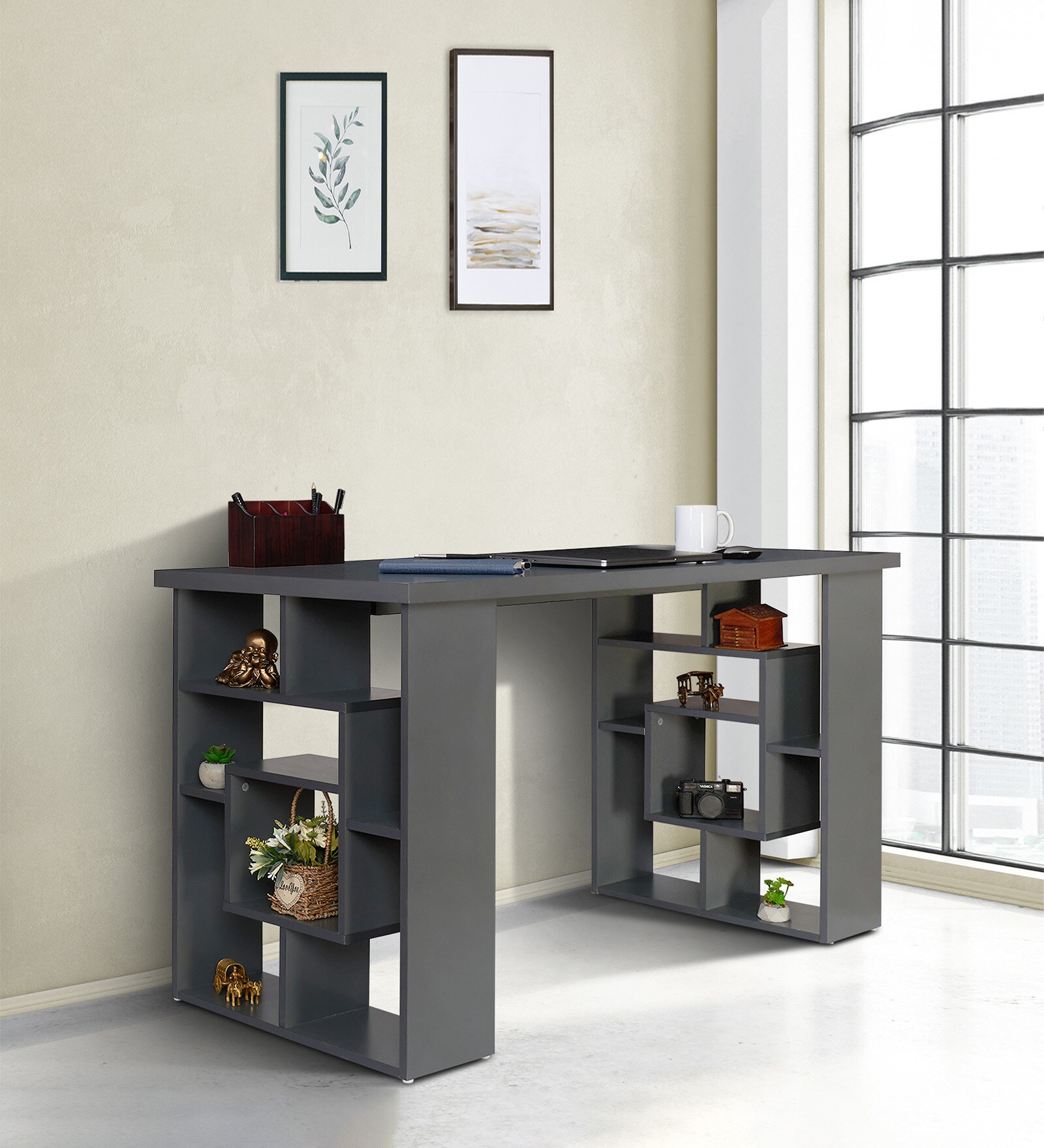 Victoria Writing Table in Dark Grey Finish Victoria Writing Table in Dark Grey Finish