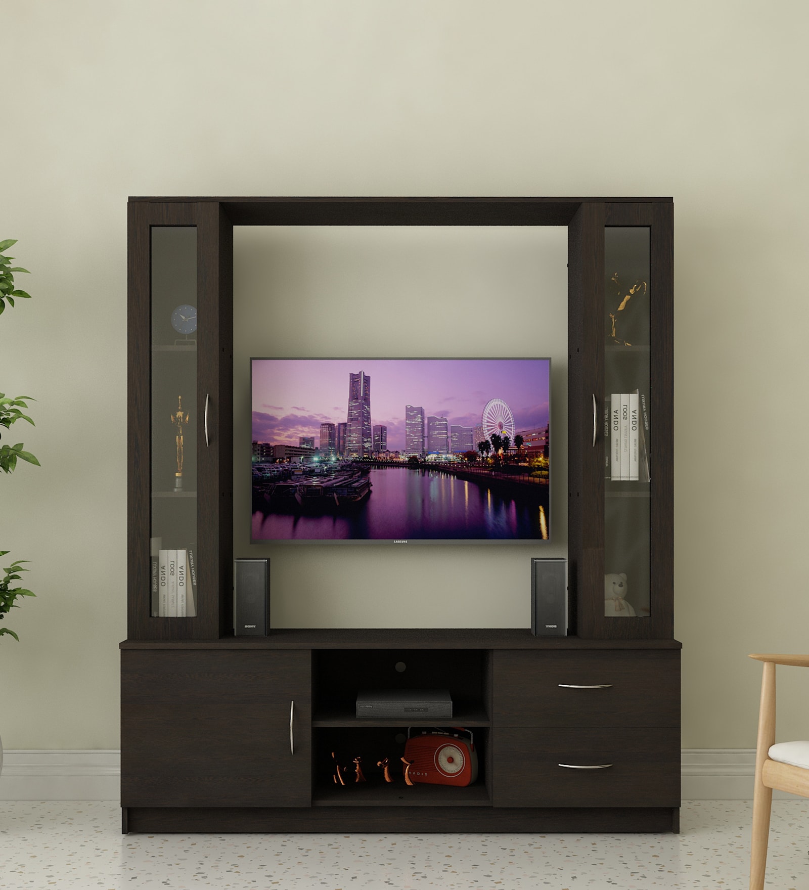 Victoria TV Units in Dark Wenge Finish For TV Upto 43" Victoria TV Units in Dark Wenge Finish For TV Upto 43"