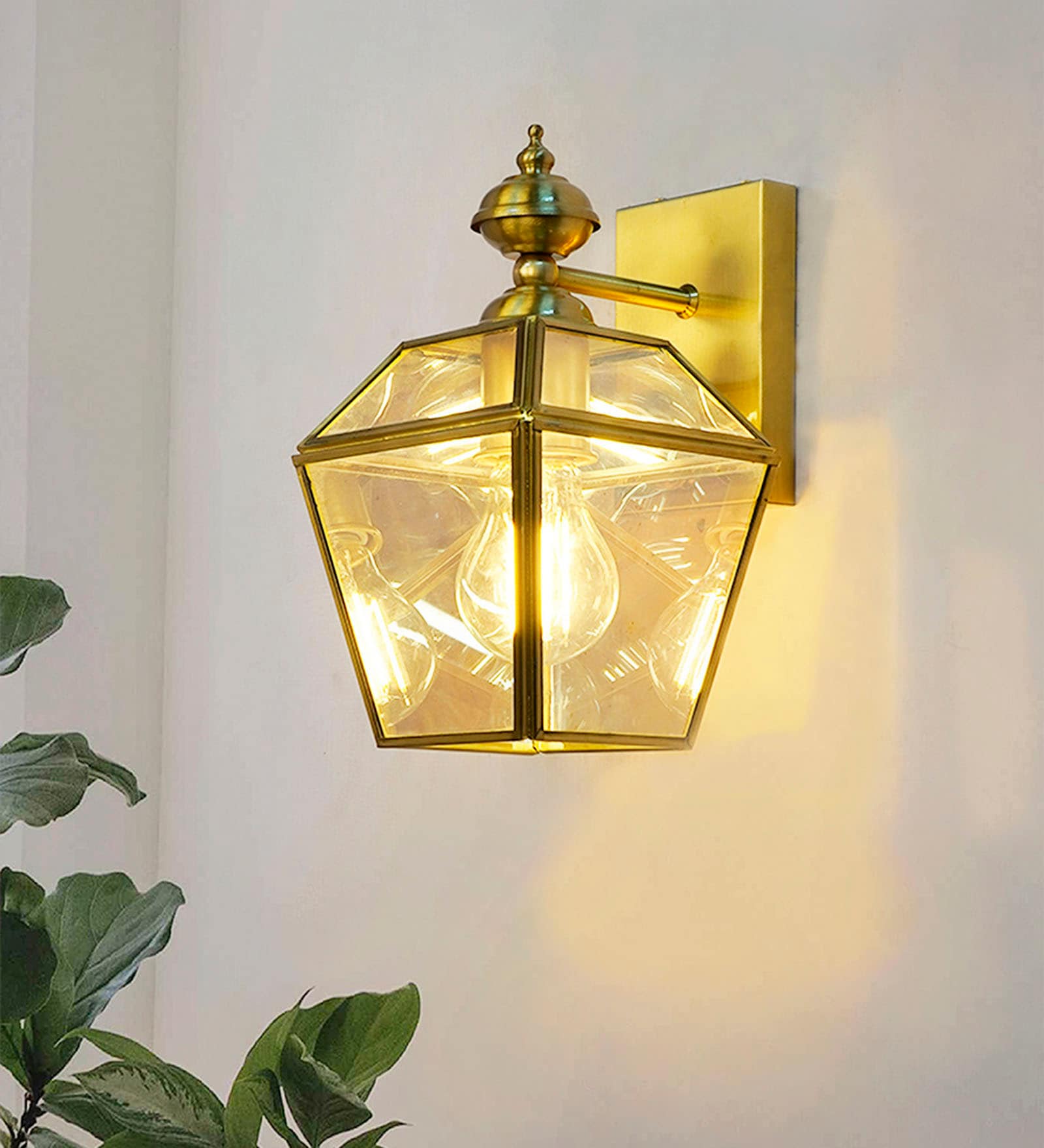 Victorian Brass Trapezoid Wall Sconce