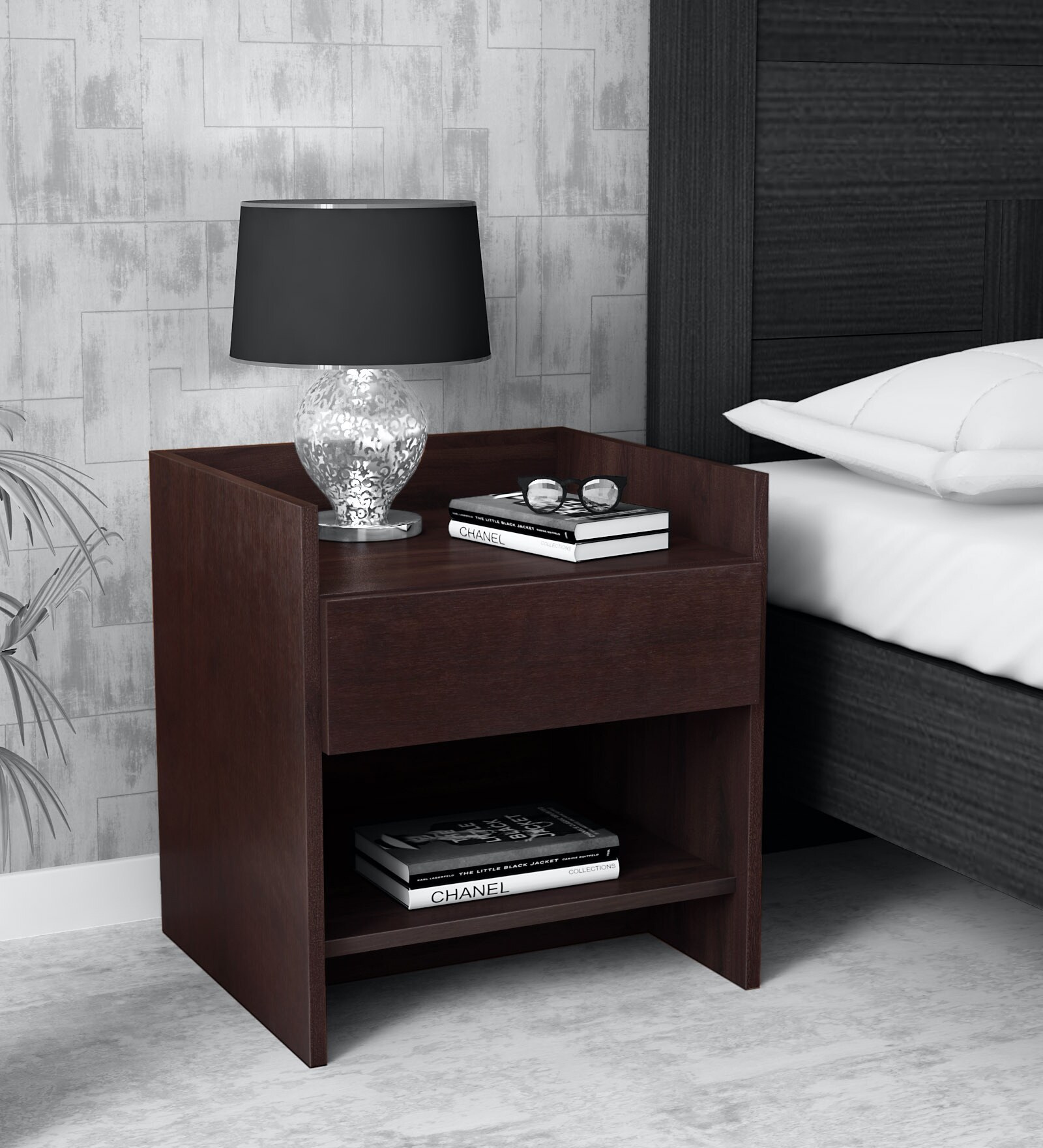 Buy Vida Bedside Table in Wenge Finish Mintwud by Pepperfry Online