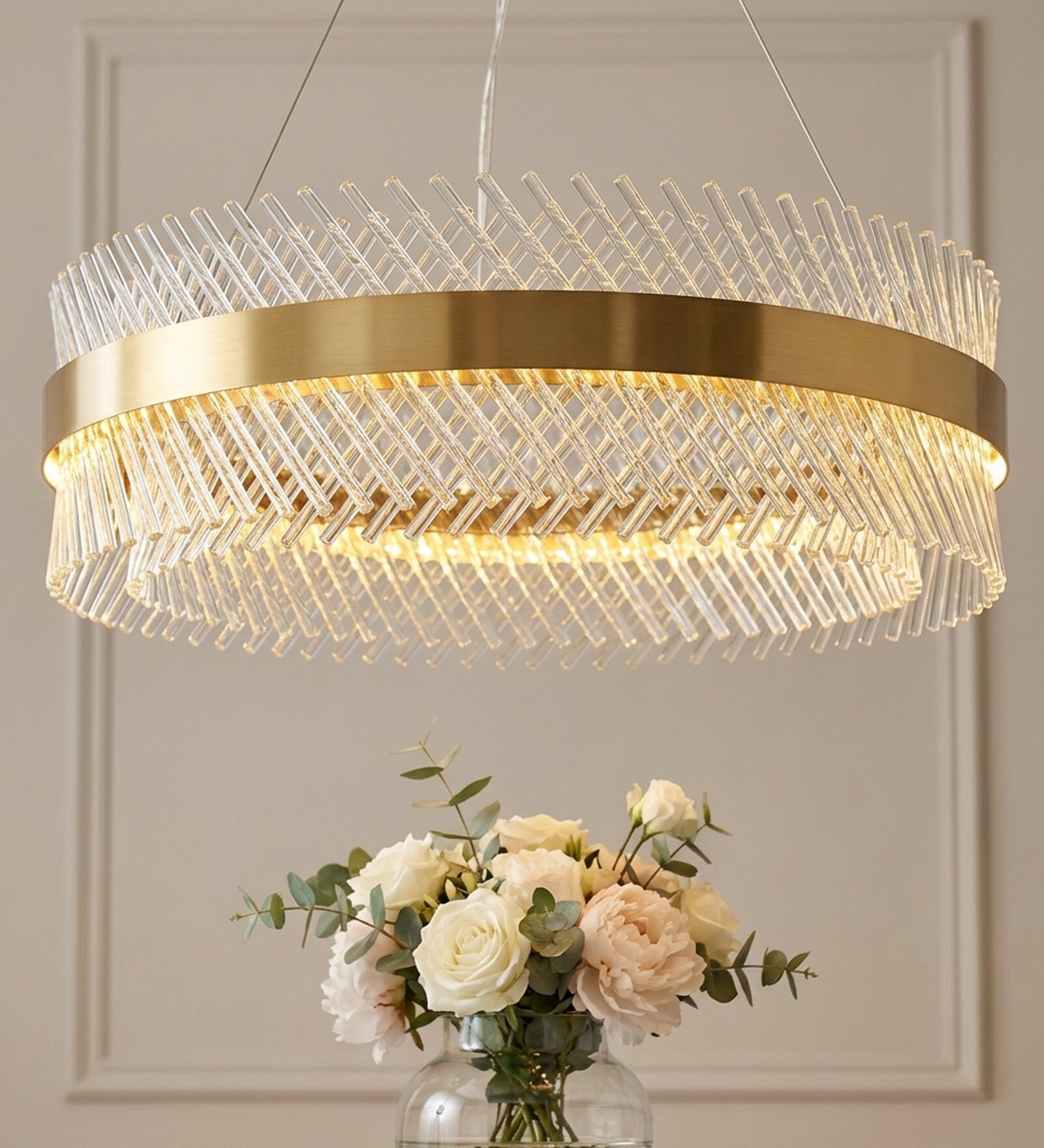 Vienna Halo Gold Crystal LED Chandelier for Living Room