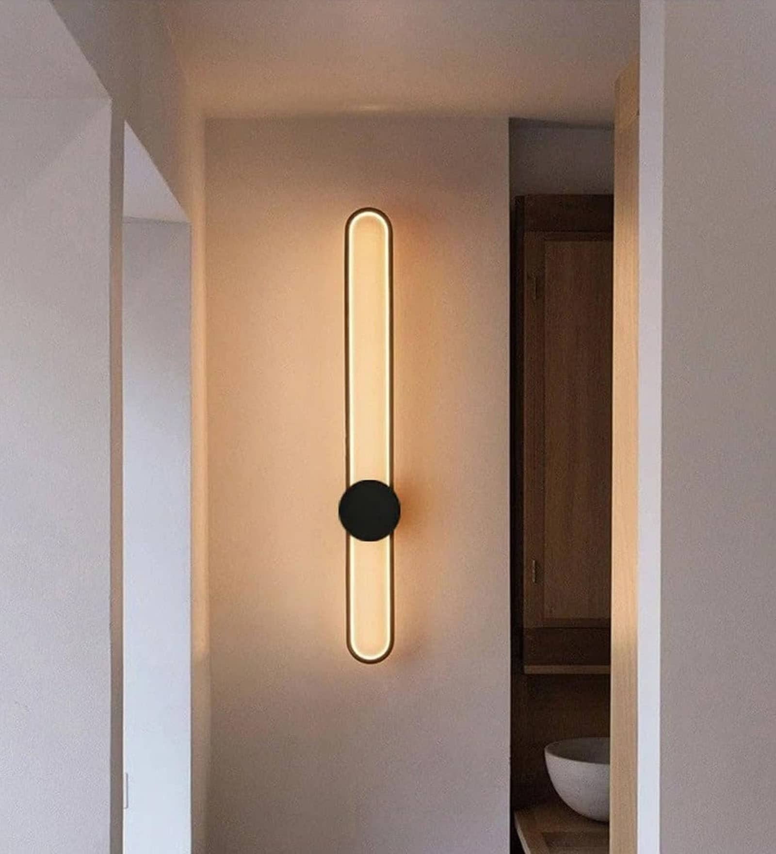 Vienna Halo Linear 3C LED 36 Inch  Wall Sconce Black Metal Profile