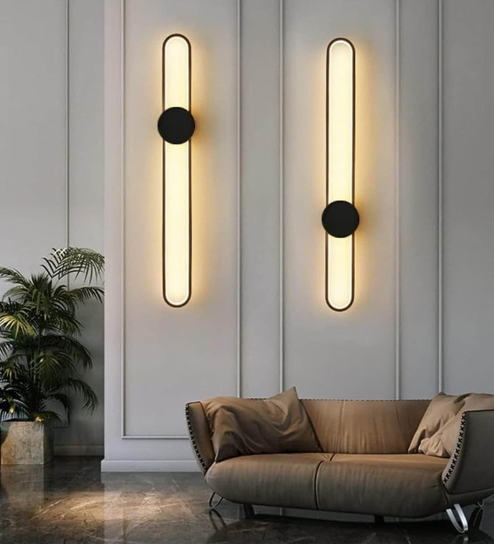 Vienna Halo Linear 3C LED 24 Inch Wall Sconce Black Metal Profile