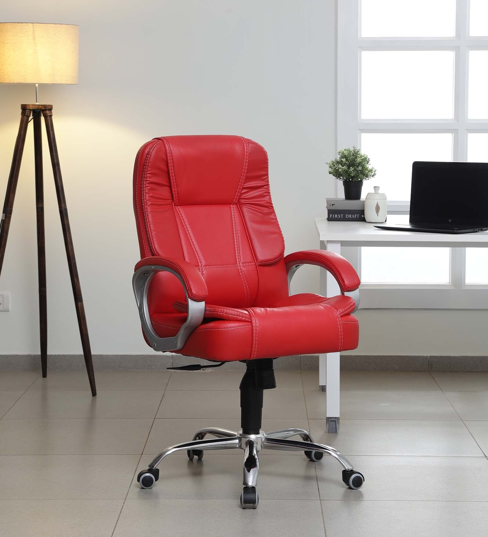 Buy Vienna High Back Leatherette Executive Chair in Red Colour at 48