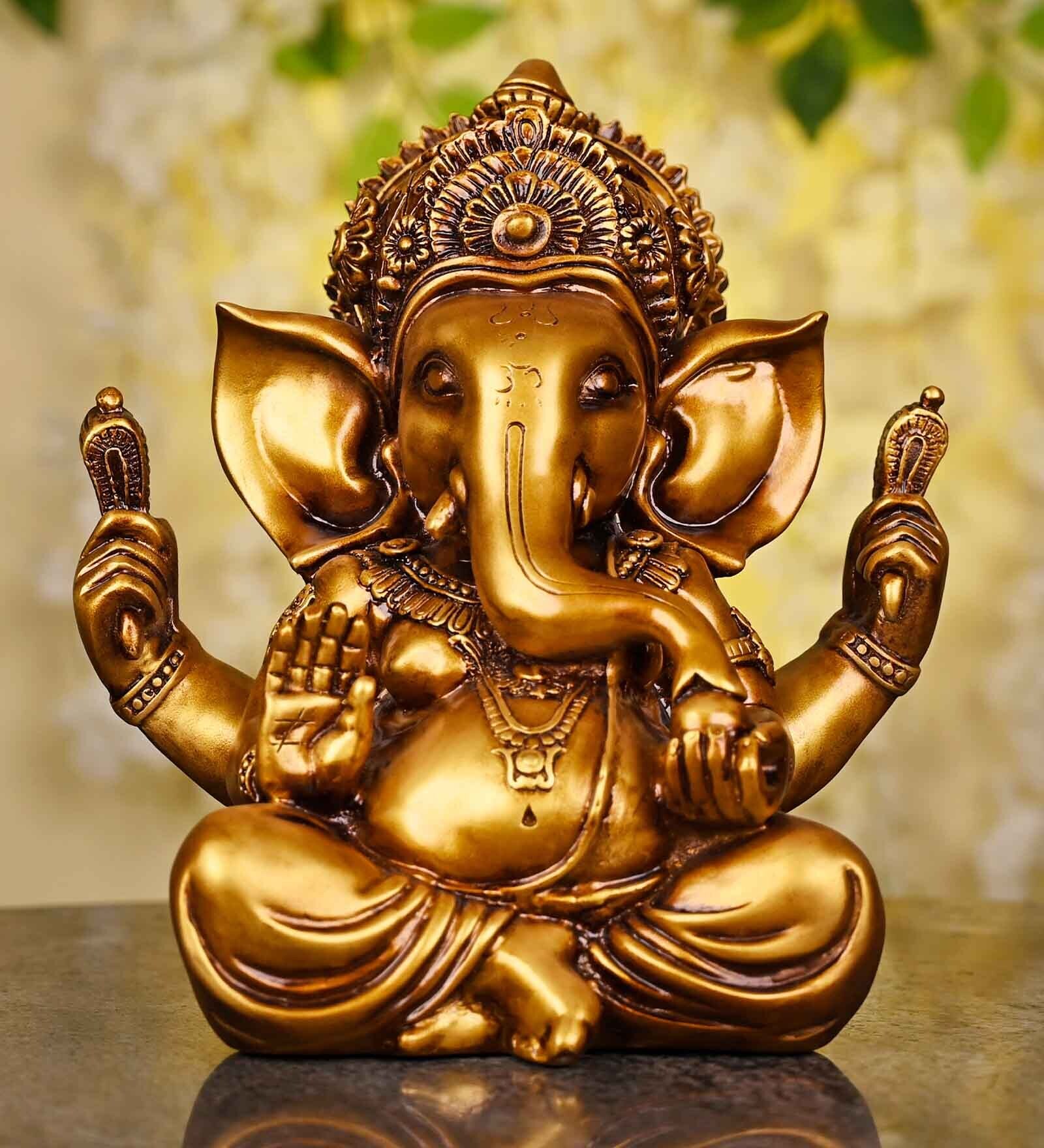 Vighnaharta Ganesha Brown Resin Idols