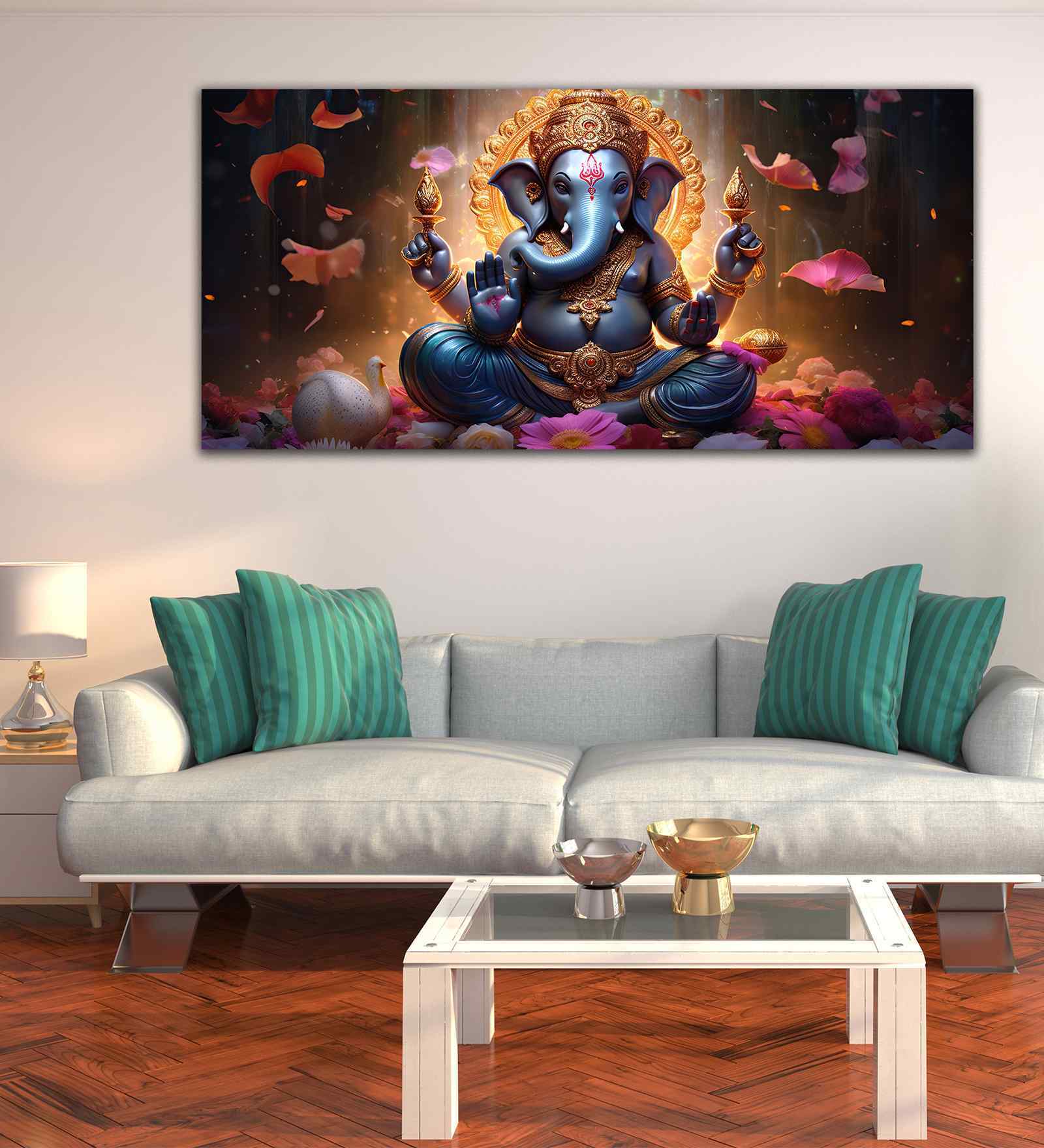 Vighnaha Lord Ganpati Premium Canvas Wall Painting