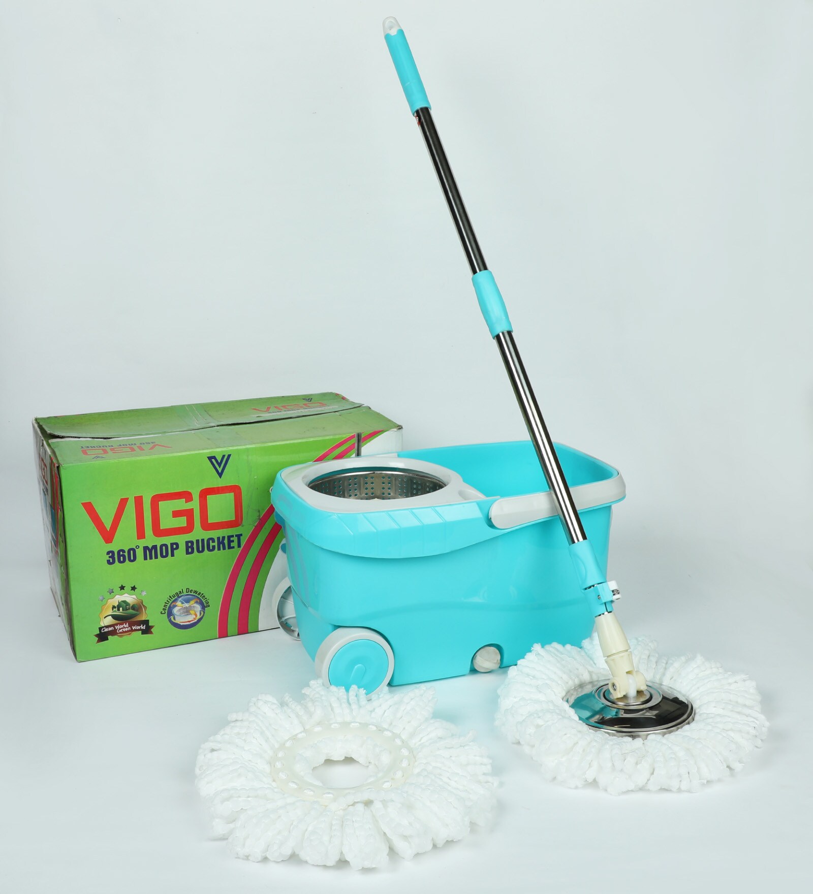 Buy Stainless Steel & Polyester Executive Mop on 2 Wheels with Water