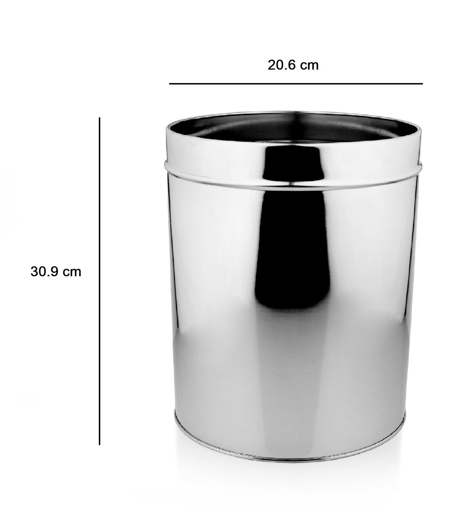 Vina 9.5Ltr Silver Stainless Steel Stainless Steel Dust Bin