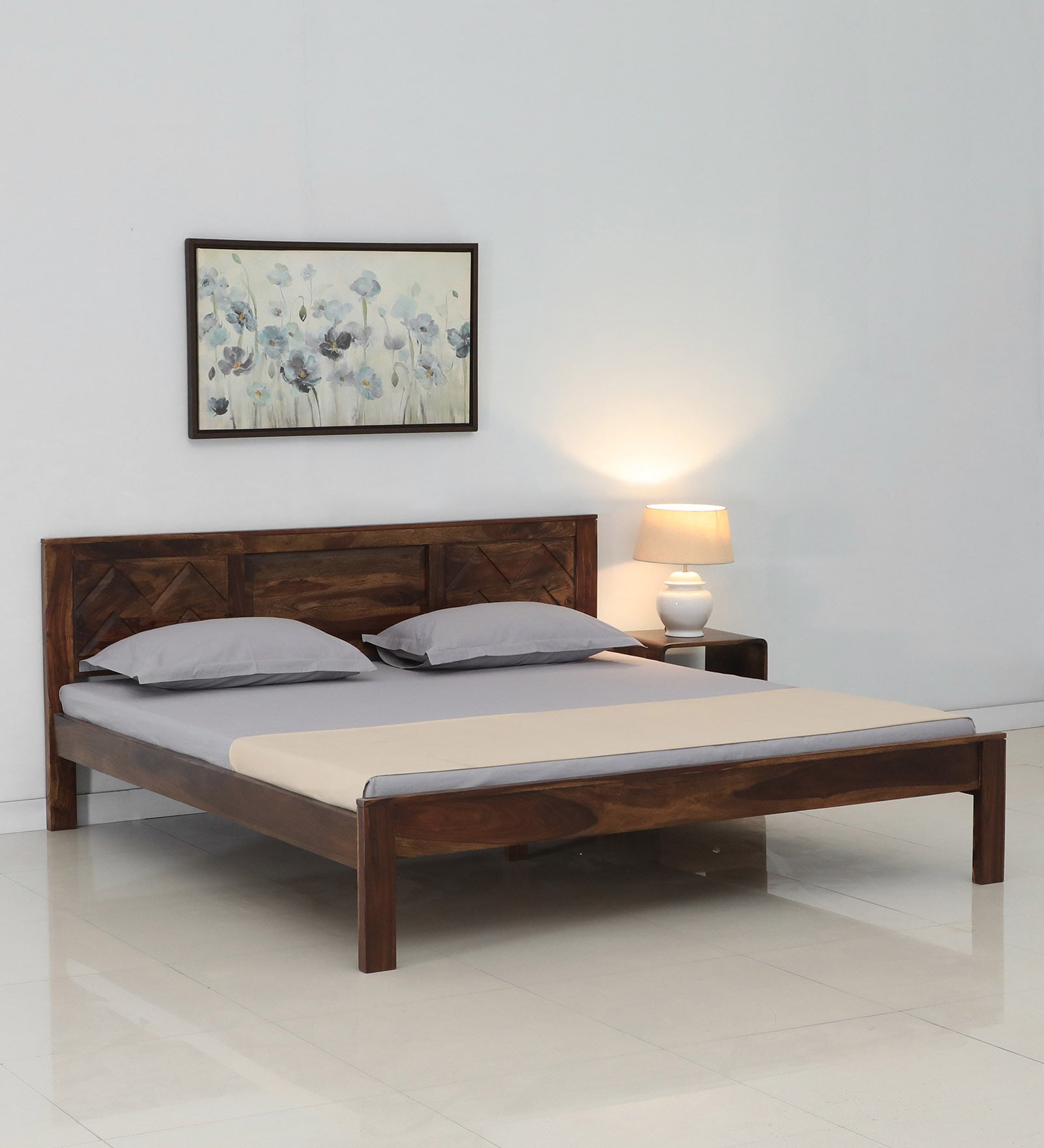 Buy Vinca Sheesham Wood Queen Size Bed In Scratch Resistant Provincial ...