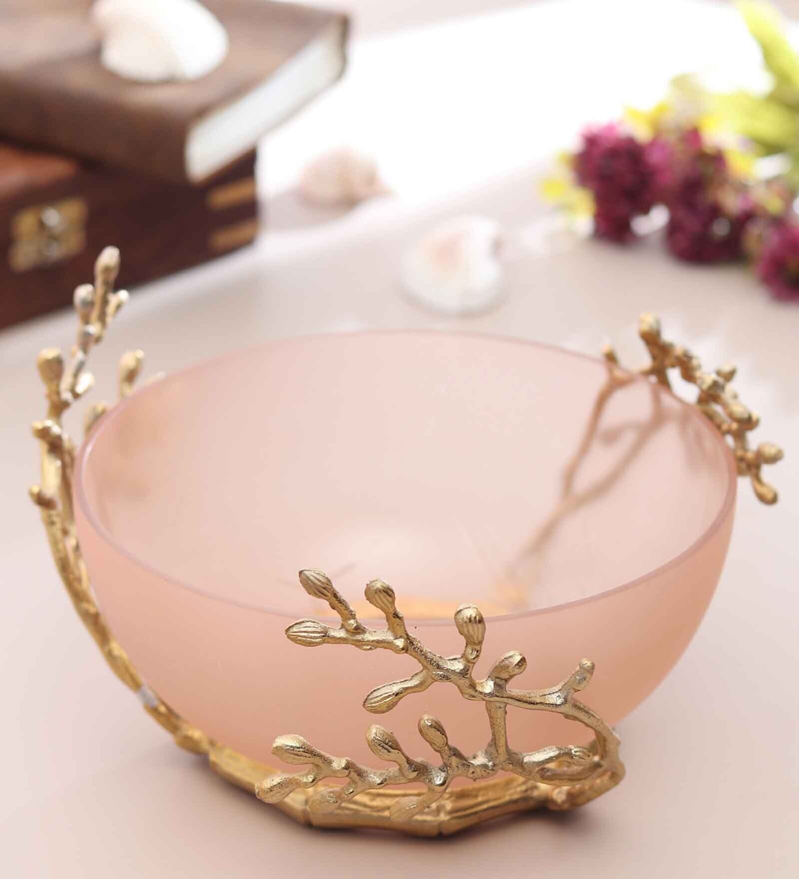 Vincent Glass Bowl in Peach & Gold