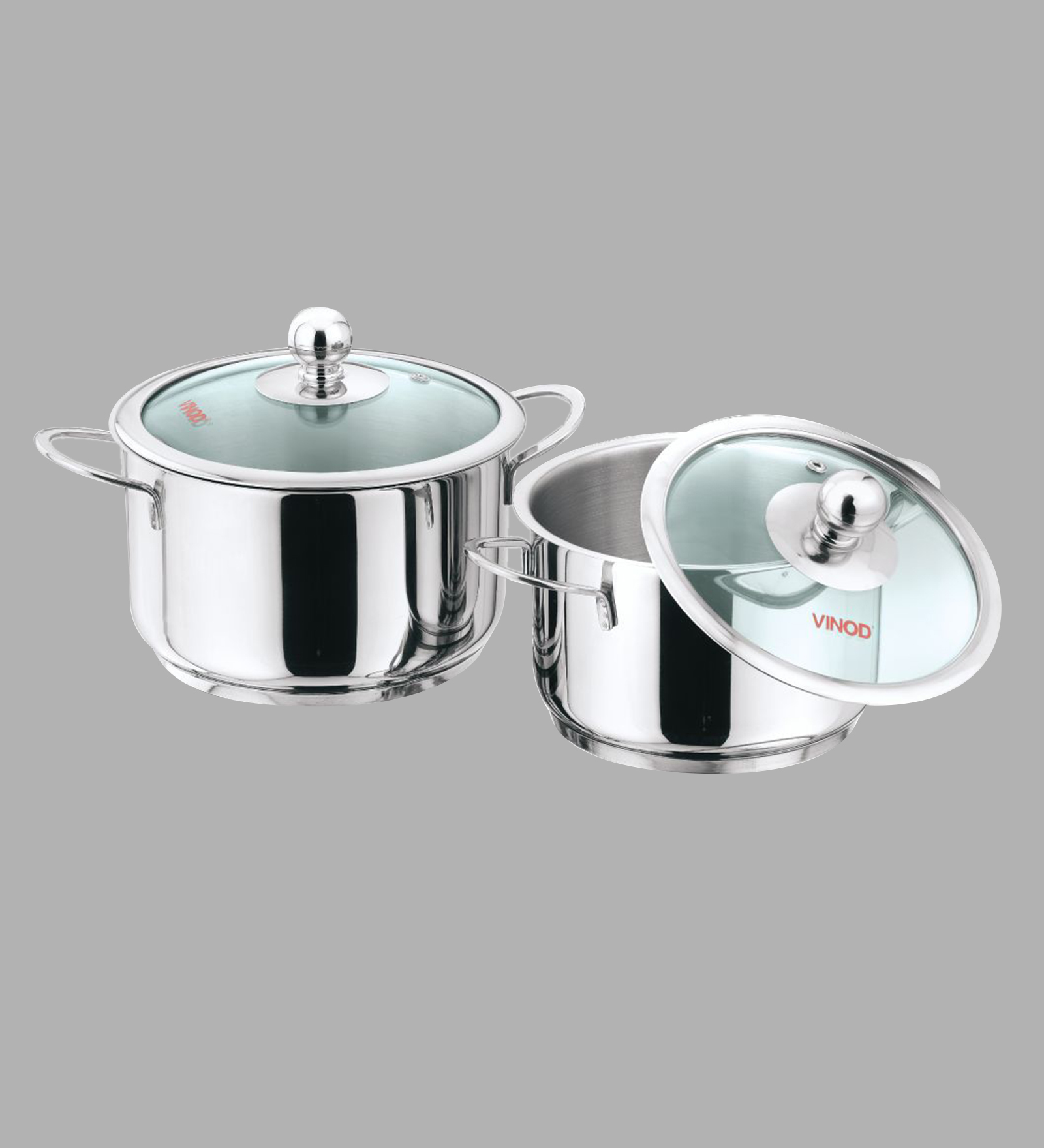 Induction Base Tuscany Sauce Pot With Glass Lid, Set Of 2 Pc, 2 Ltr And 2.8 Ltr
