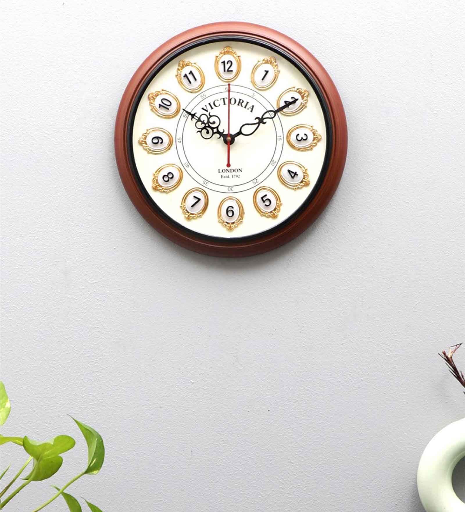 Vintage Brown Wood & MDF Wall Clock