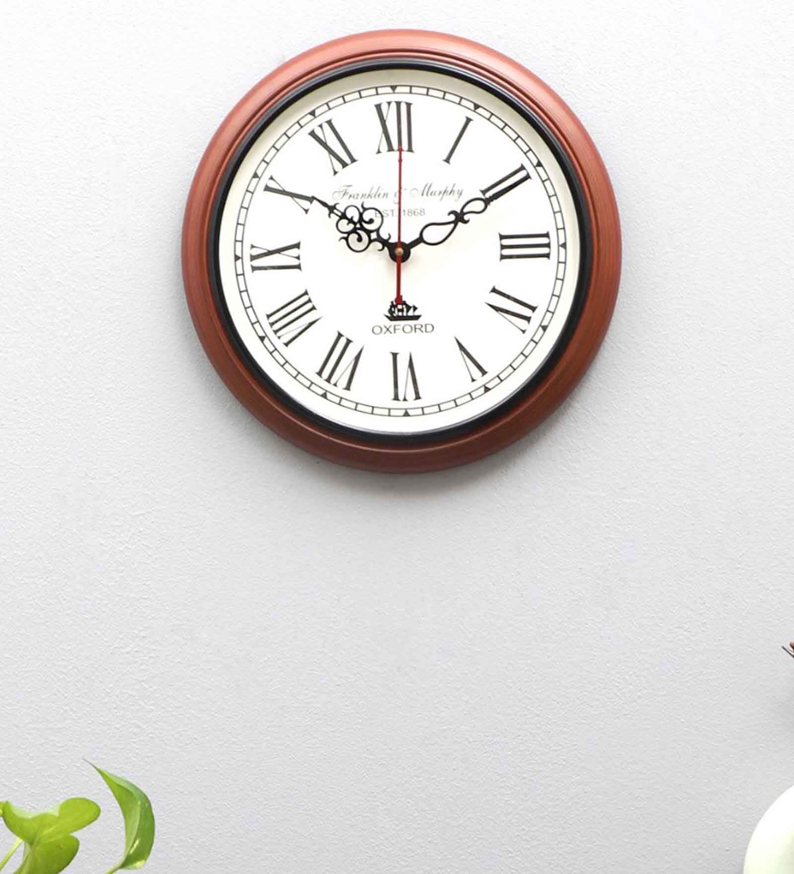 Vintage Brown Wood & MDF Wall Clock
