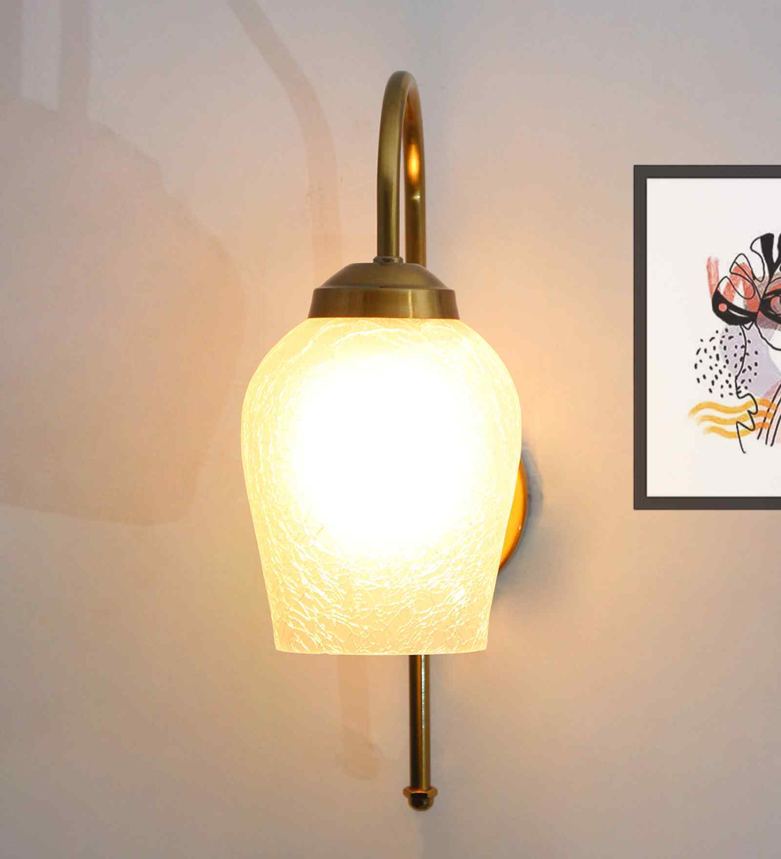 Vintage Crackle Glass Wall Sconce