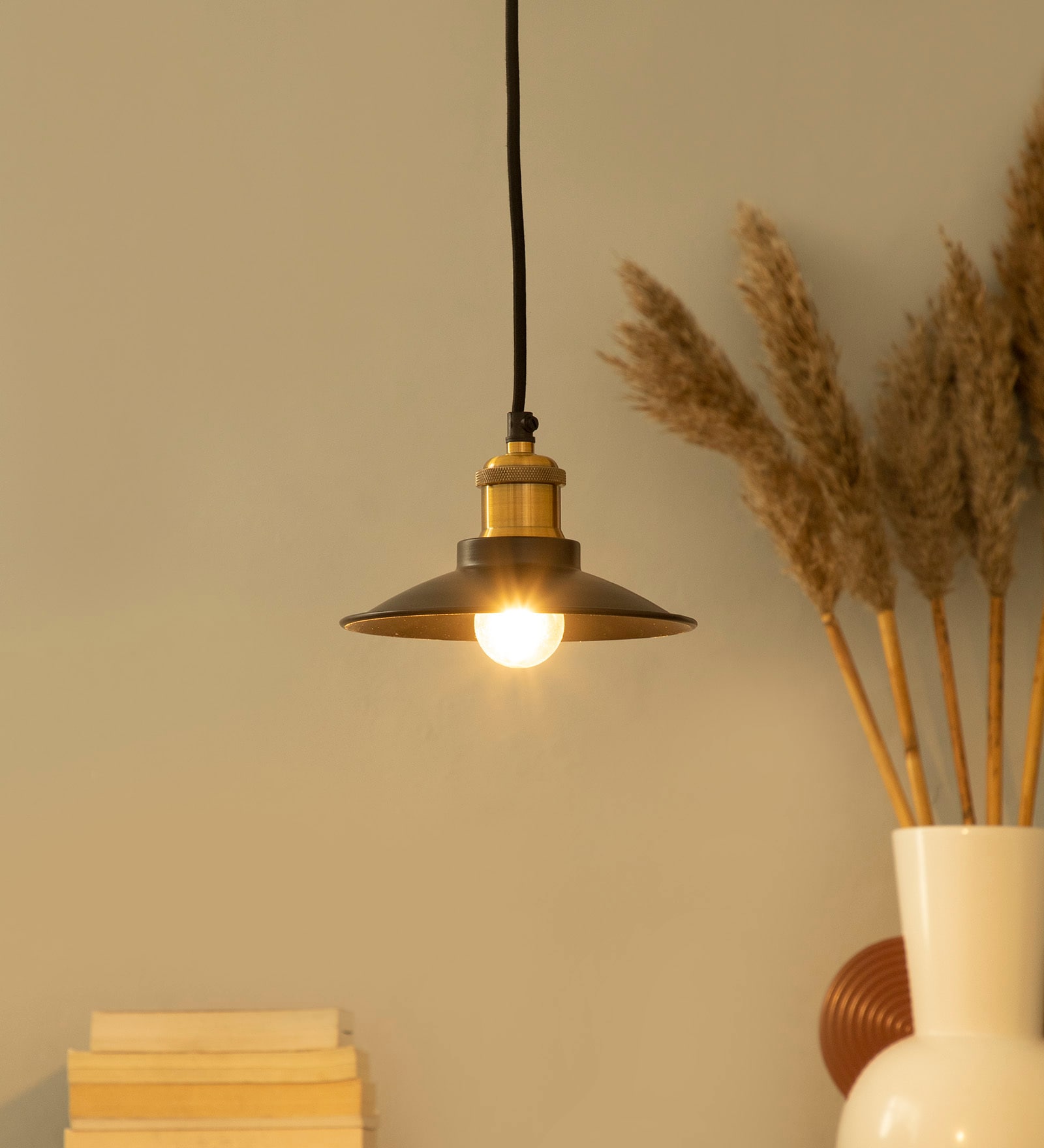Vintage Industrial Black Matt Metal Hanging Light
