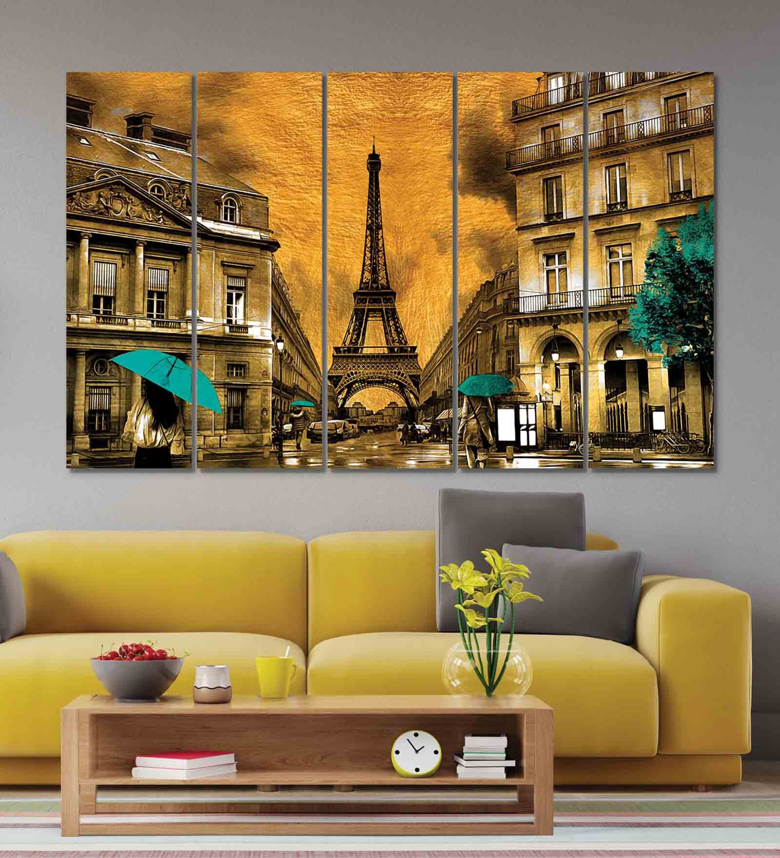 Vintage Multicolour MDF (Set of 5) Art Panels