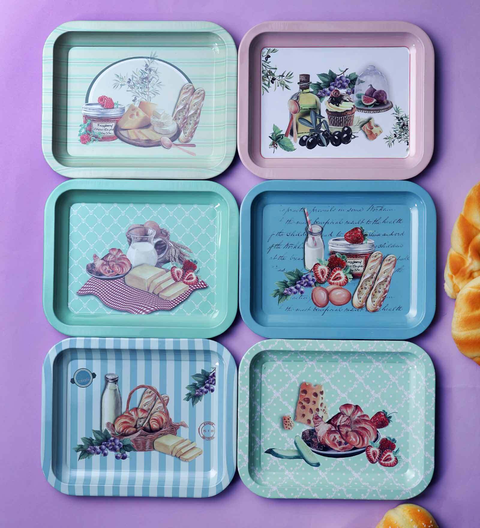 Buy Vintage Picnic (Set of 6) Metal Mini Serving Tray by A Vintage ...