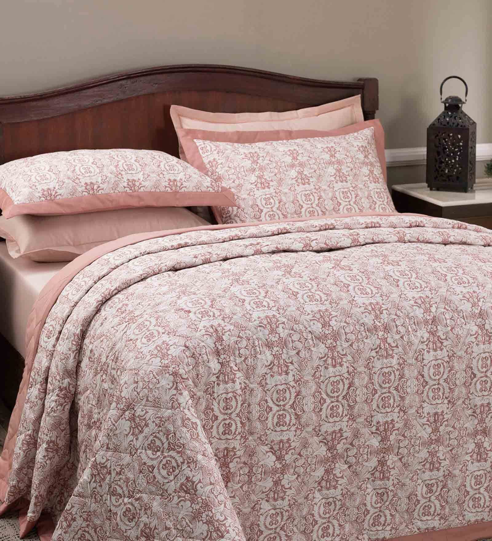 Pink Cotton 100 AC Room Double Bed Quilt