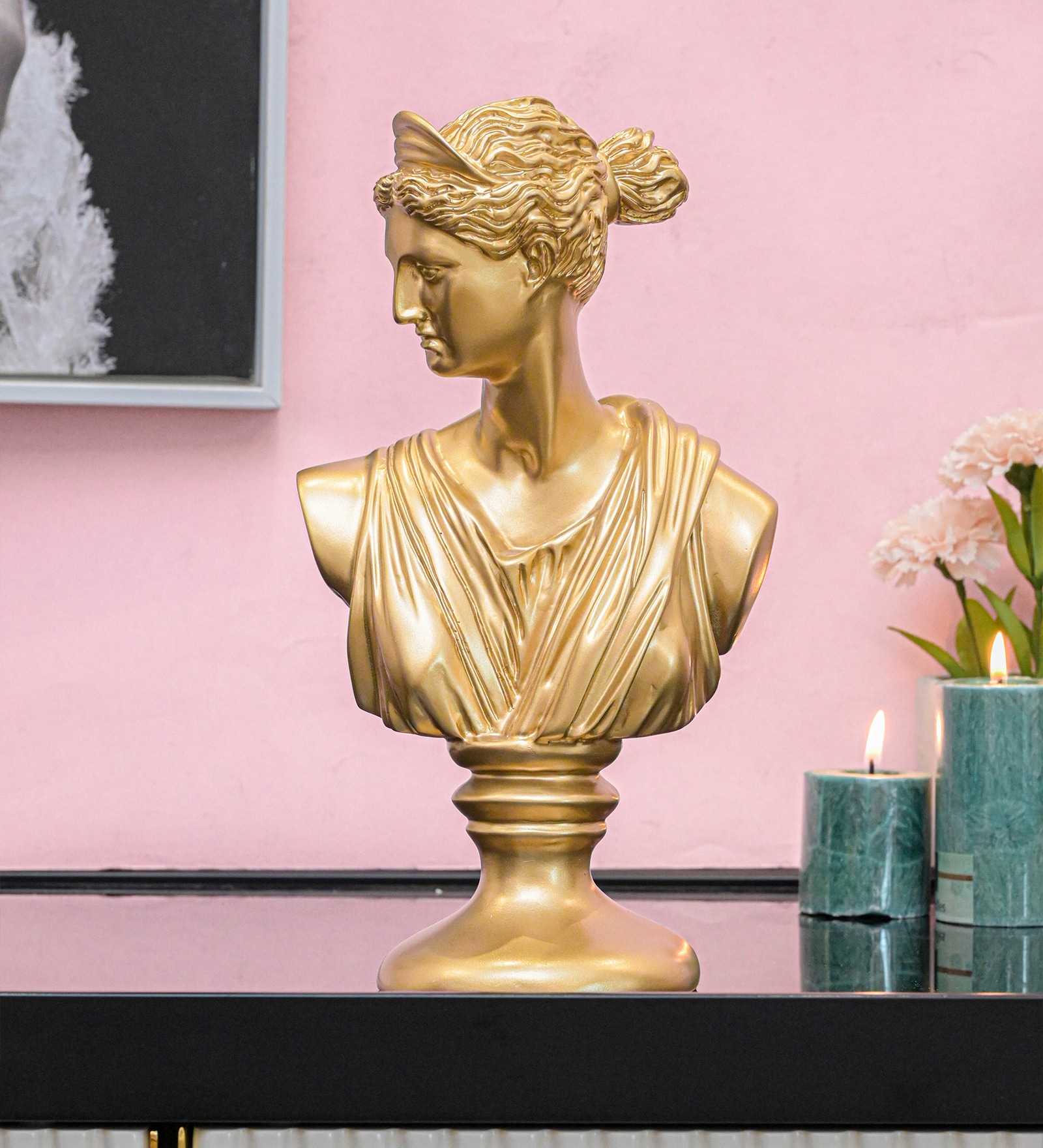 Vintage Roman Lady Gold Resin Figurine