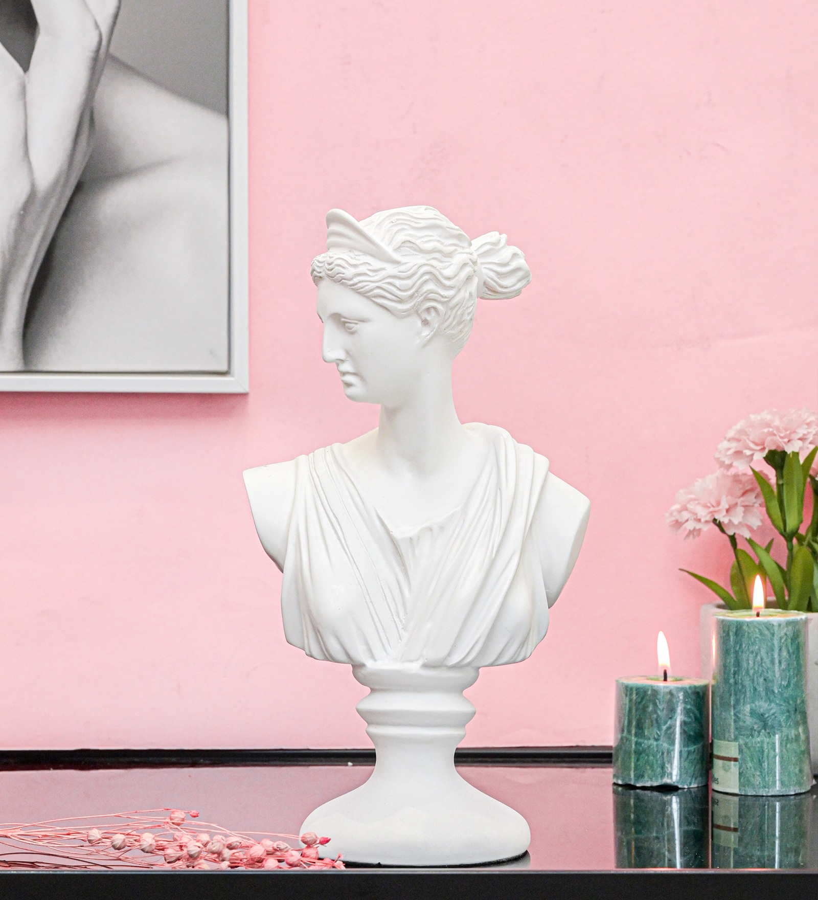 Vintage Roman Lady White Resin Figurine