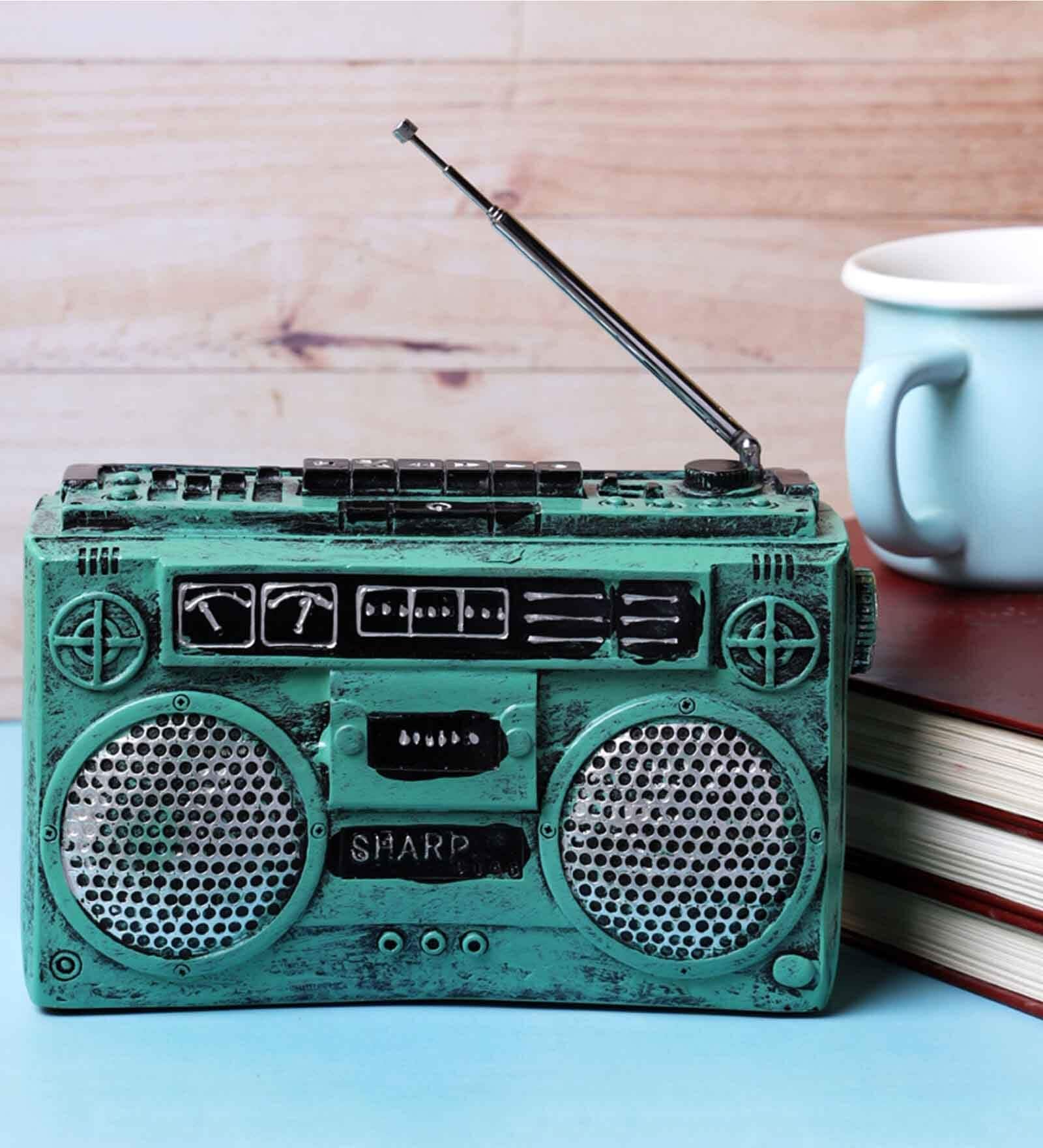 Vintage Stereo System Blue Resin Showpieces