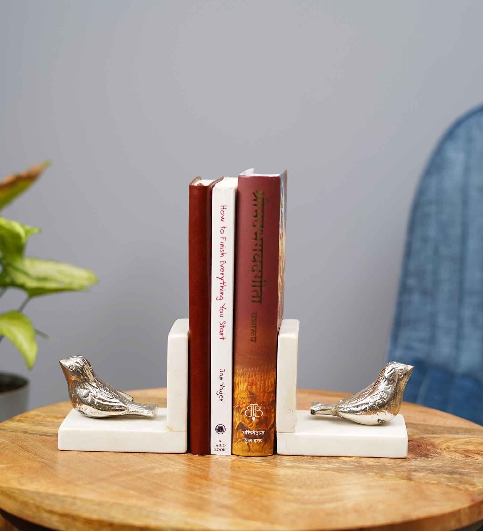 Aluminium Silver Vintage Style Decorative Bird Bookend