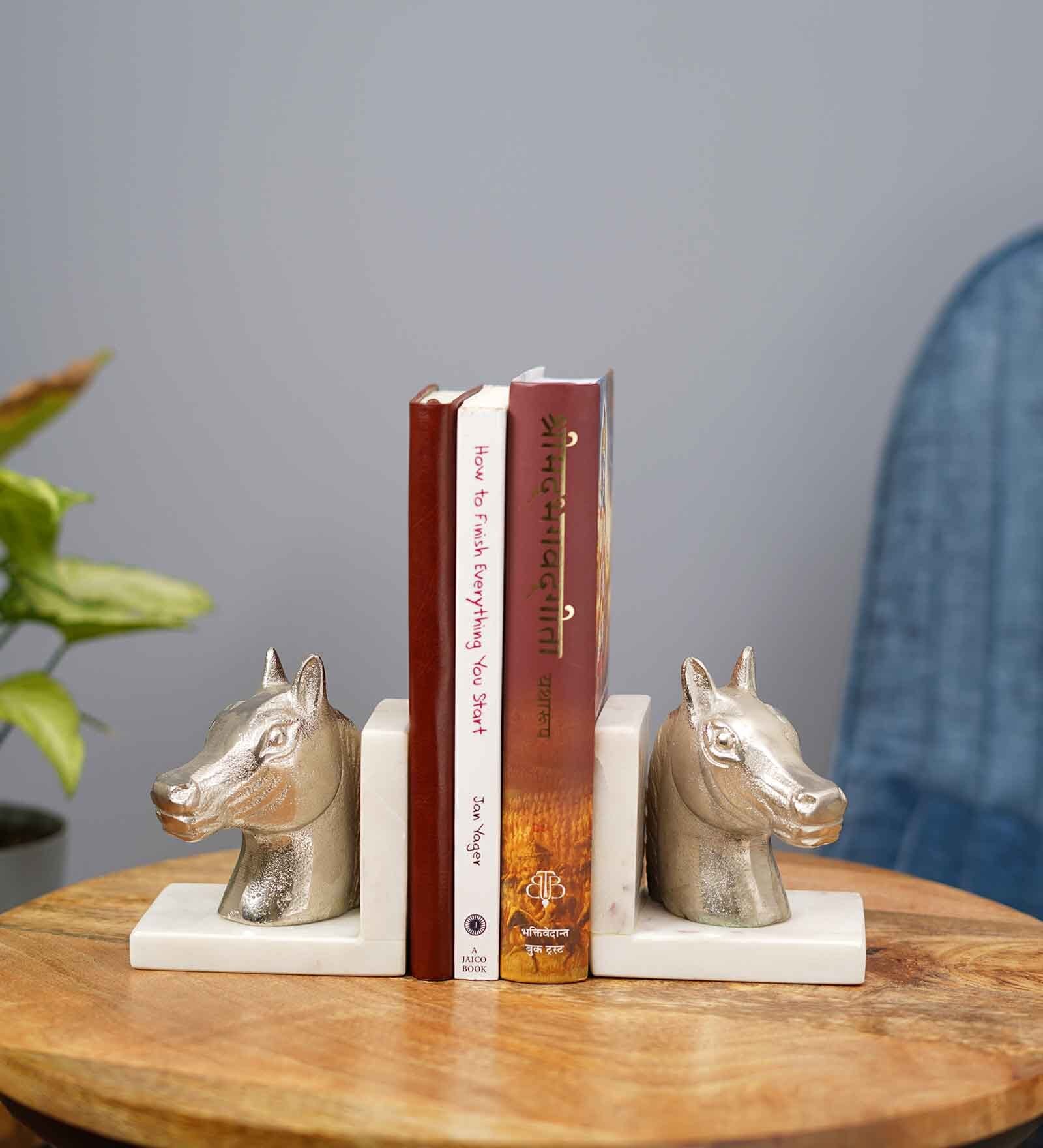 Aluminium Silver Vintage Style Decorative Horse Bookend
