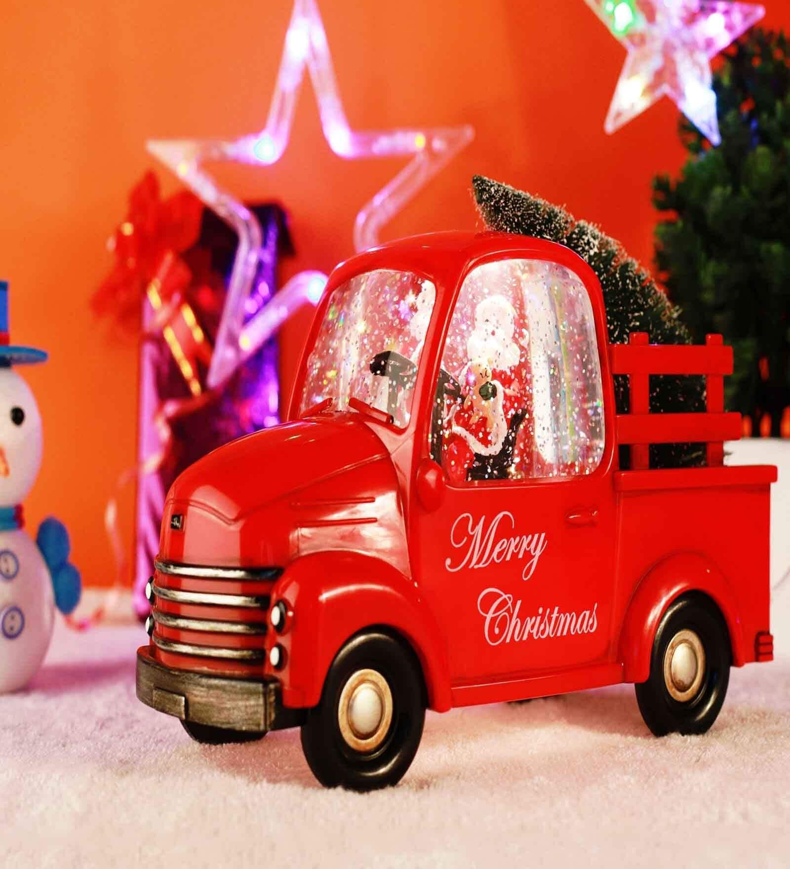 Buy Vintage truck with Christmas tree Red Glass Showpiece at 6 OFF by