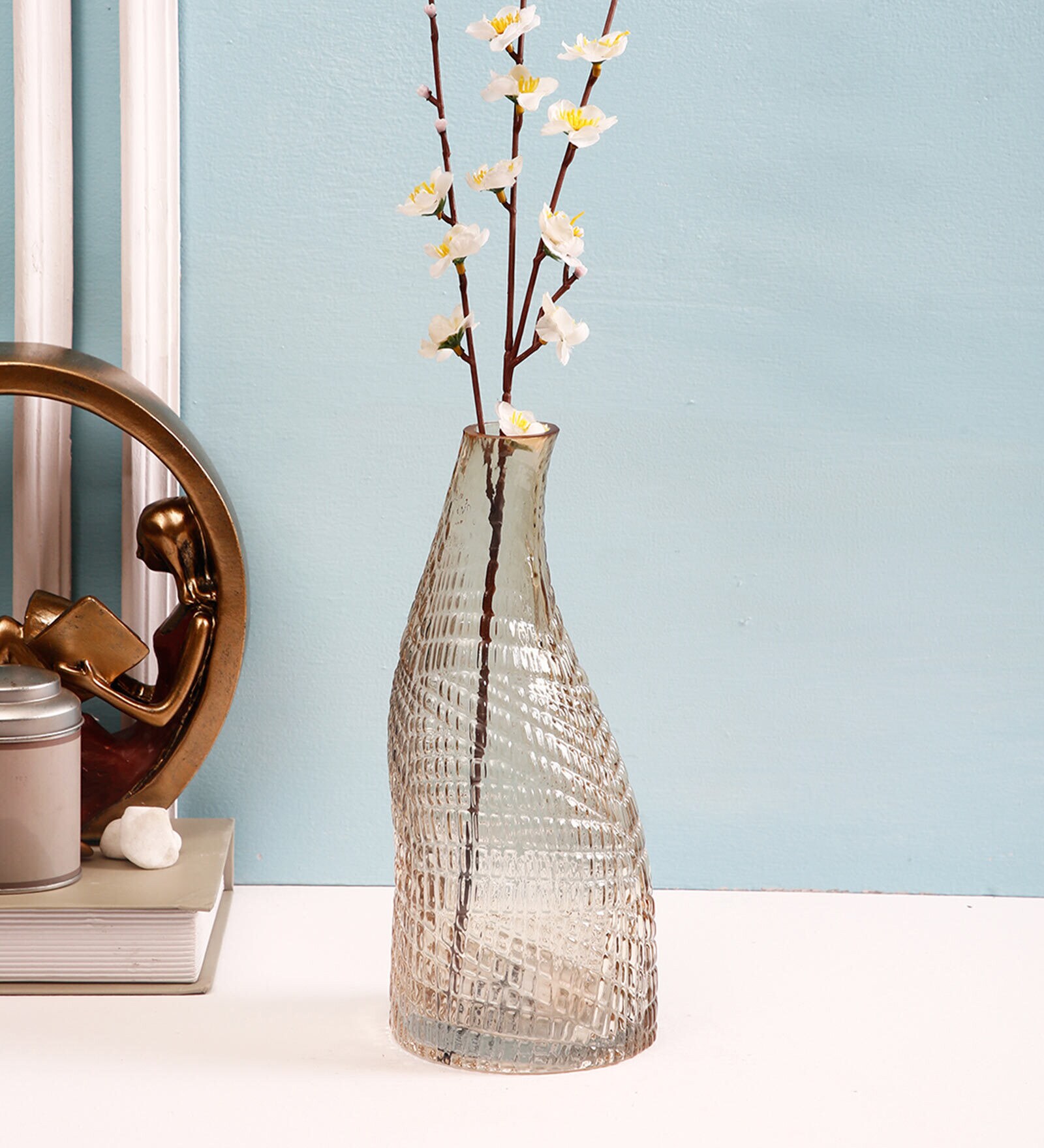 Vintage Twisted Neck Glass Vase