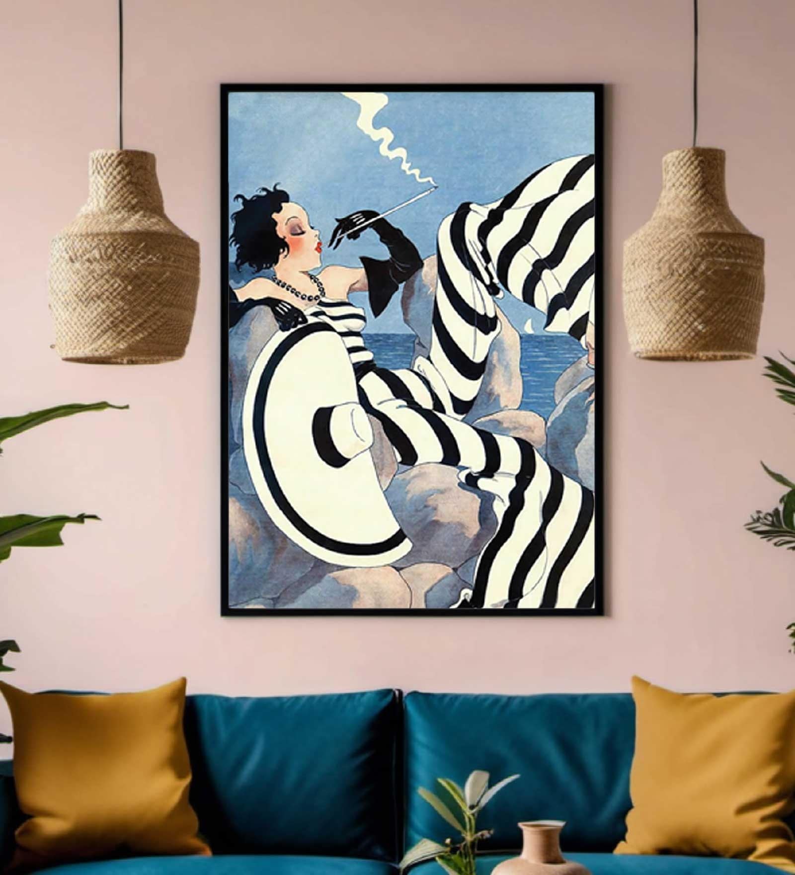 Vintage Vogue Lady Fasfion Printed Canvas Wall Art
