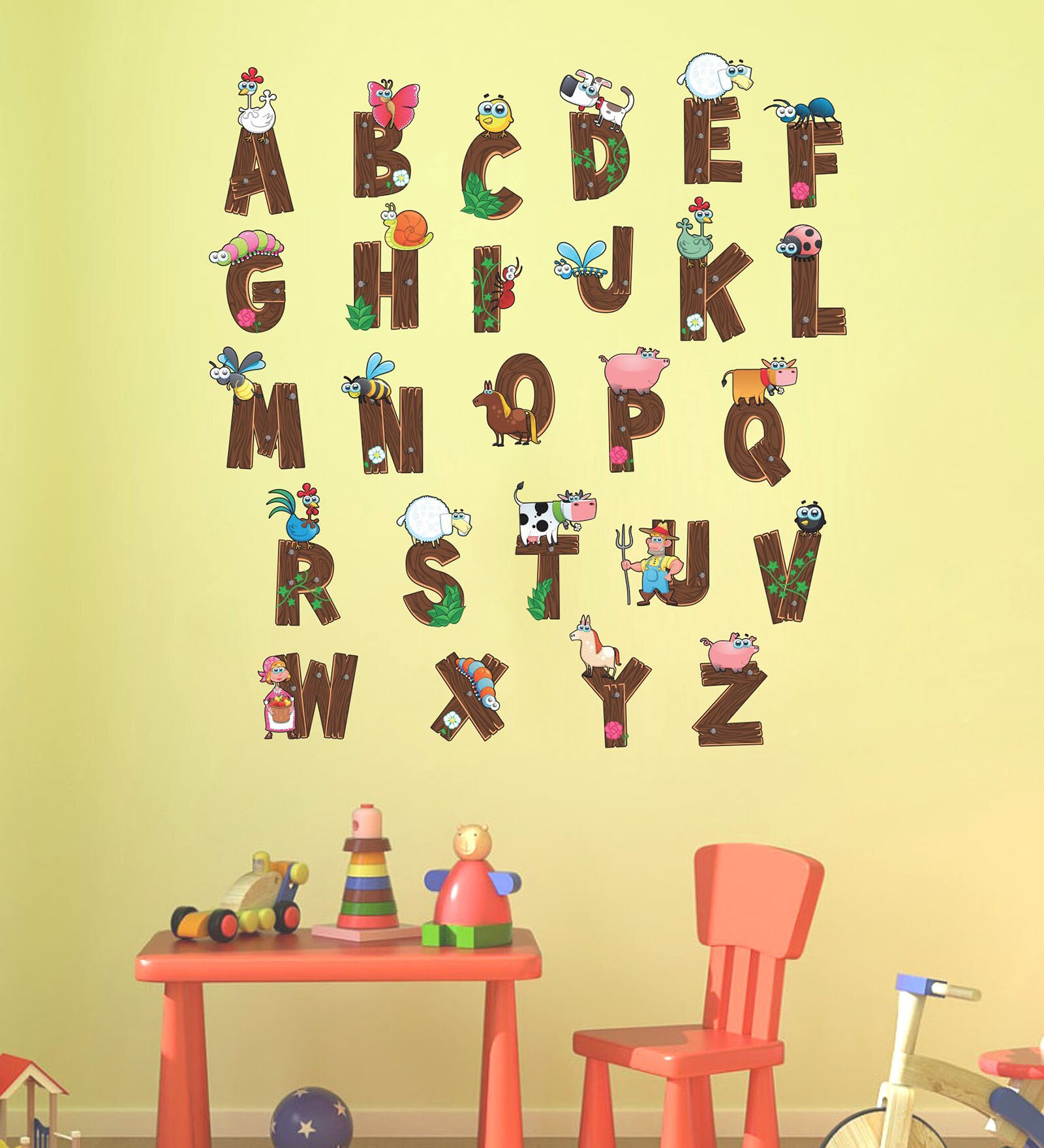 Buy Vinyl Kids 3D Cute Alphabet Wall Sticker by Wall Attraction at 21% ...