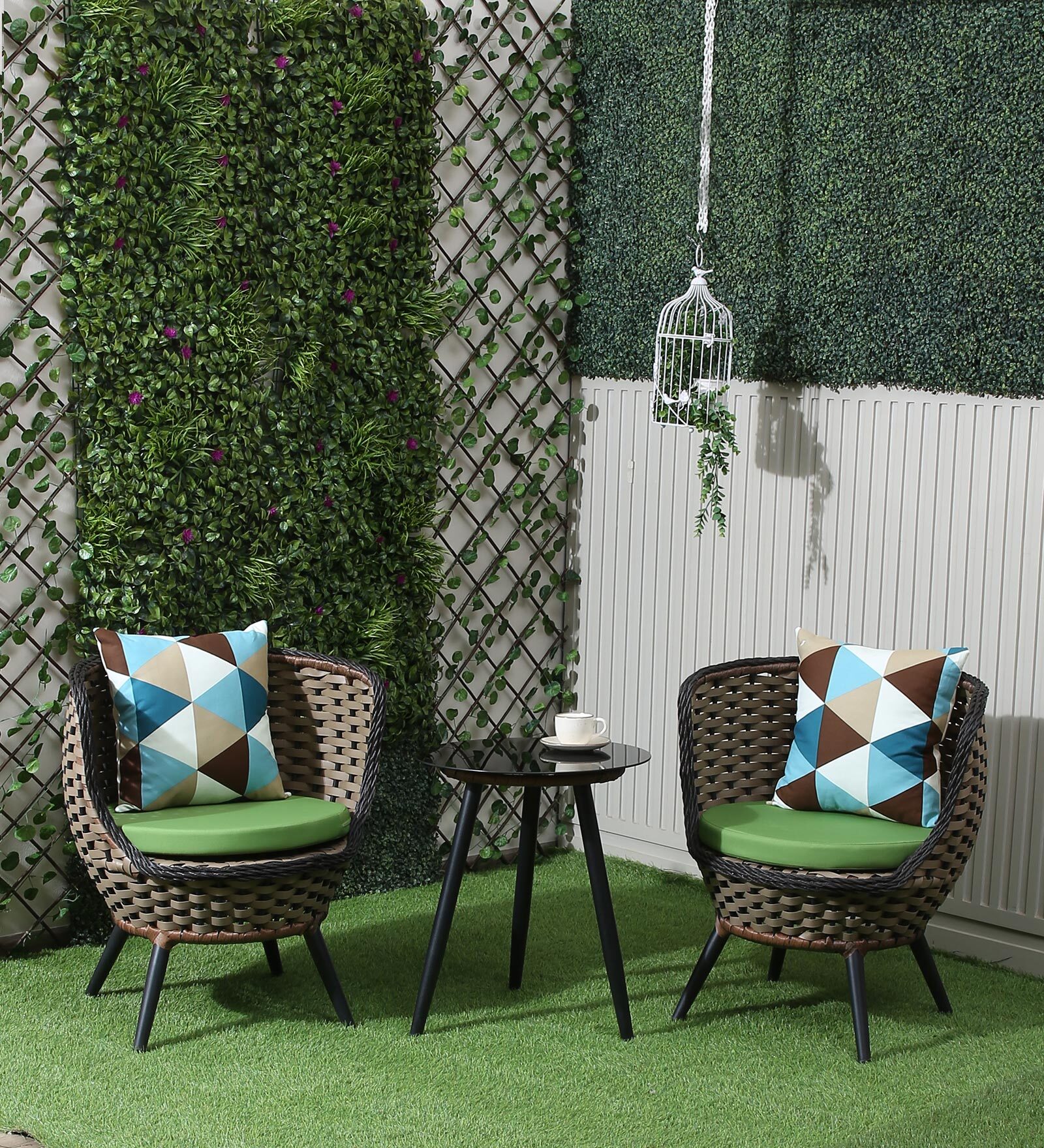 Buy Viola 2 Seater Coffee Table Set in Brown Colour by Luxome Online