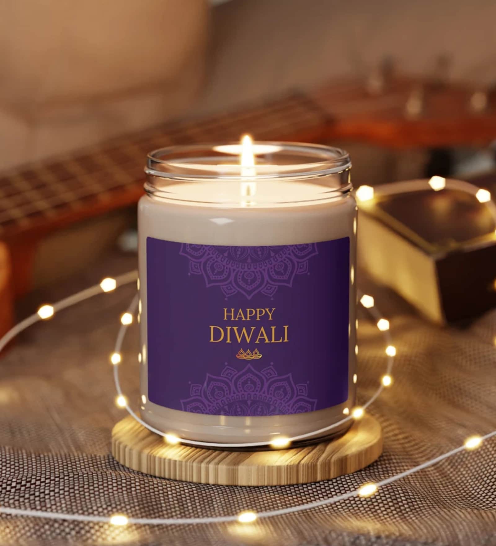 Violet Scented Diwali Festive 6Oz Glass Jar Candle