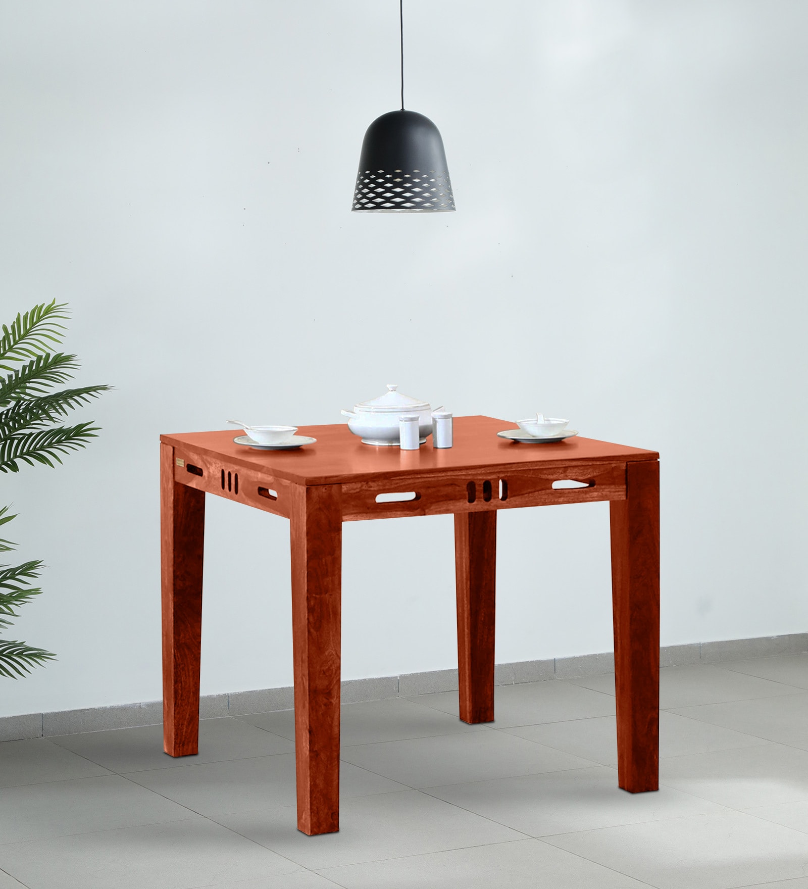 Vipra Sheesham Wood 2 Seater Dining Table In Scratch Resistant Honey Oak Finish