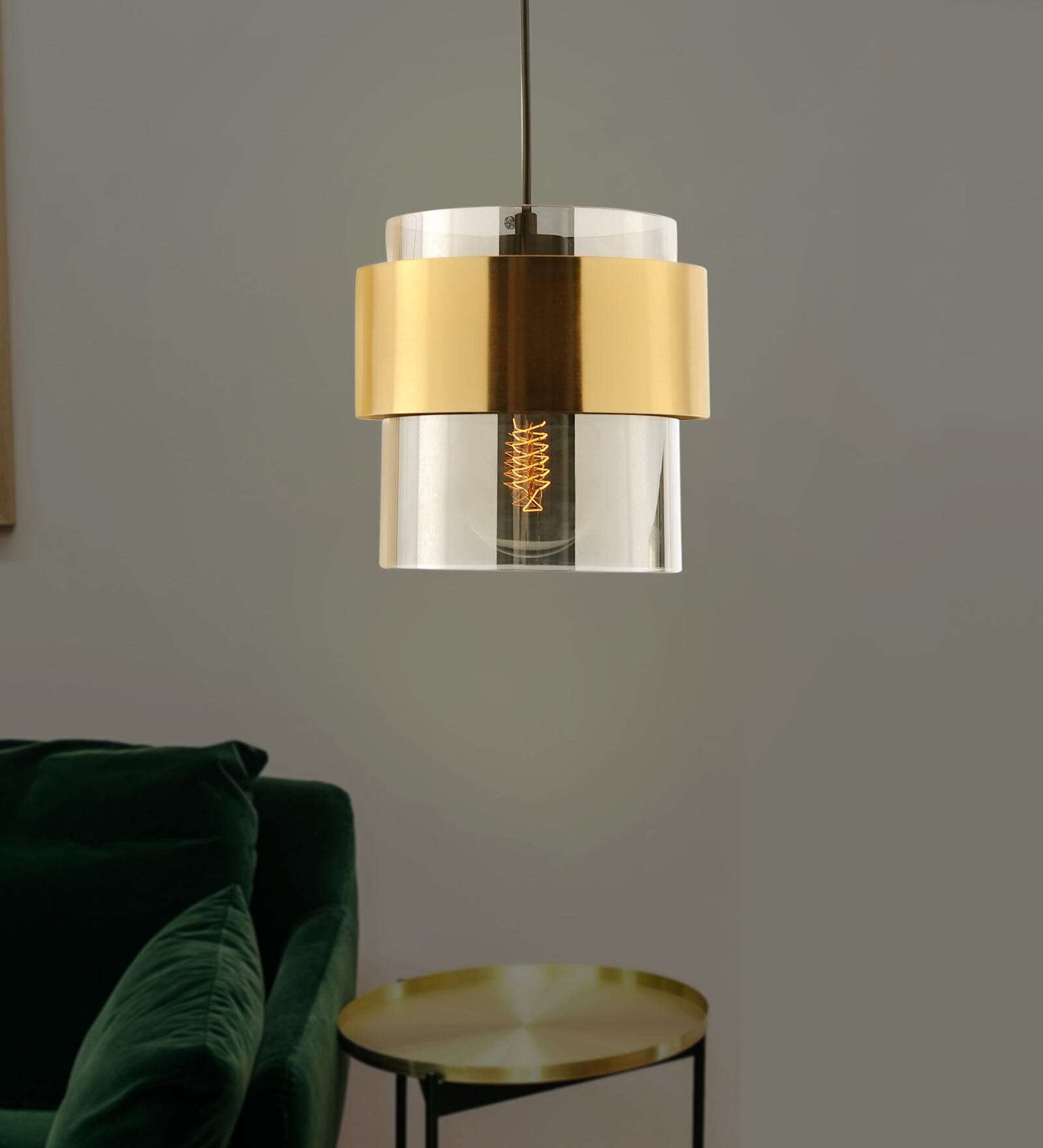 Frappe Visalia Grey Glass and Metal Hanging Light