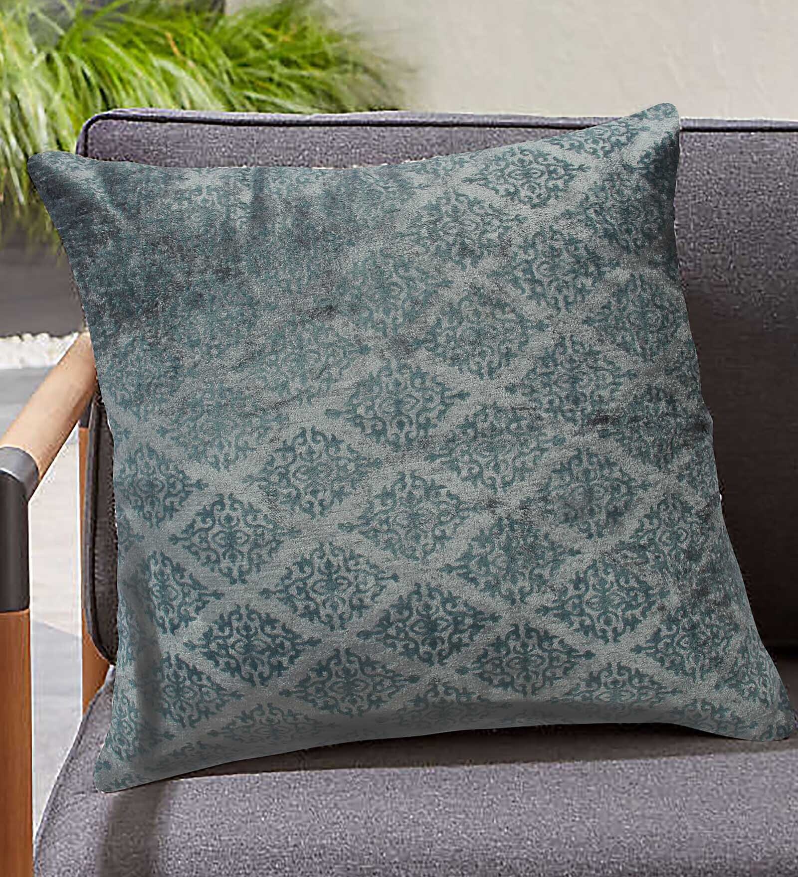 Buy Viscose 18 x 18 Inch 1 Cushion Cover in Blue color by Amit Textile