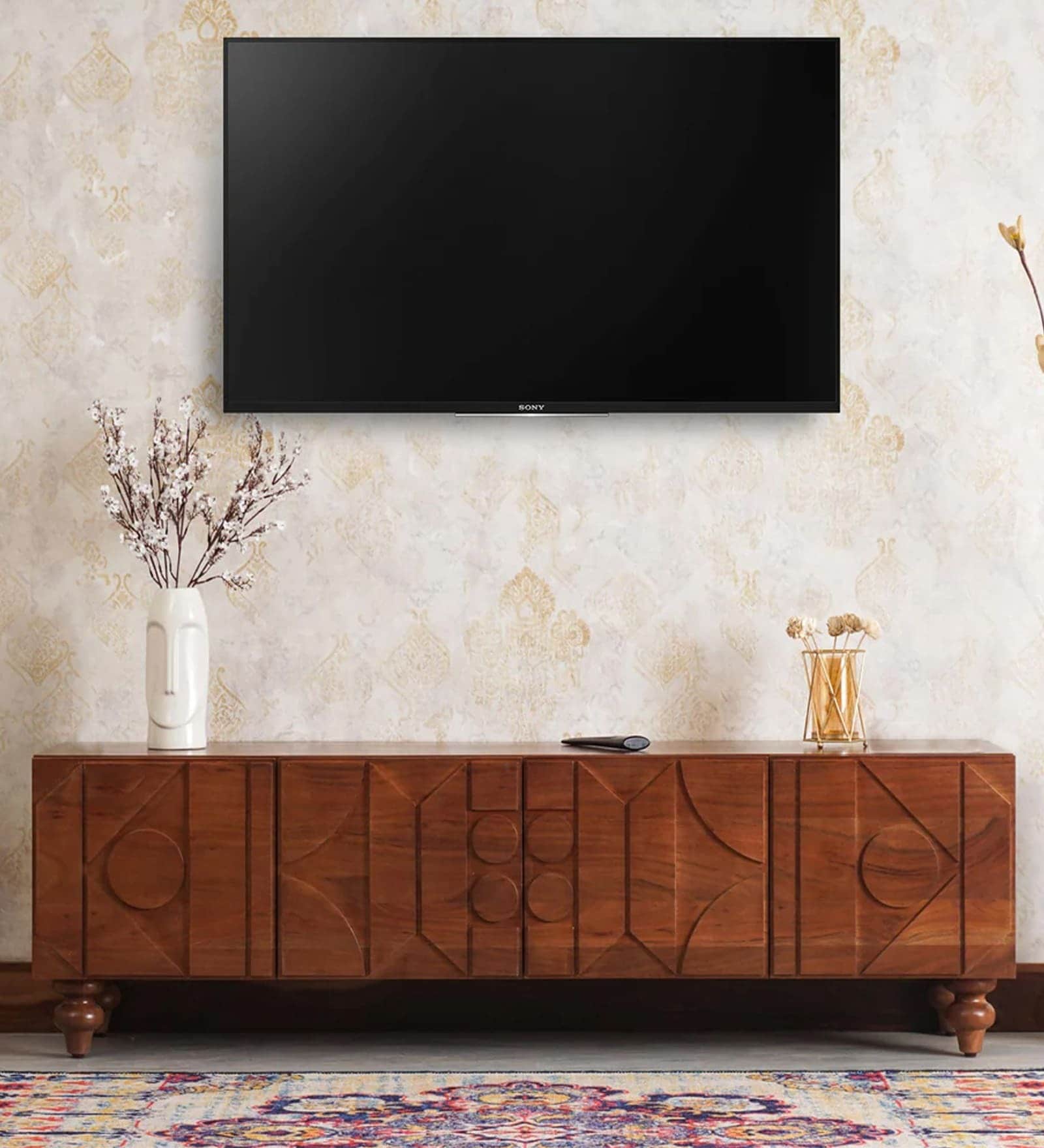 Vista Mango Wood TV Console In Provinical Teak Finish