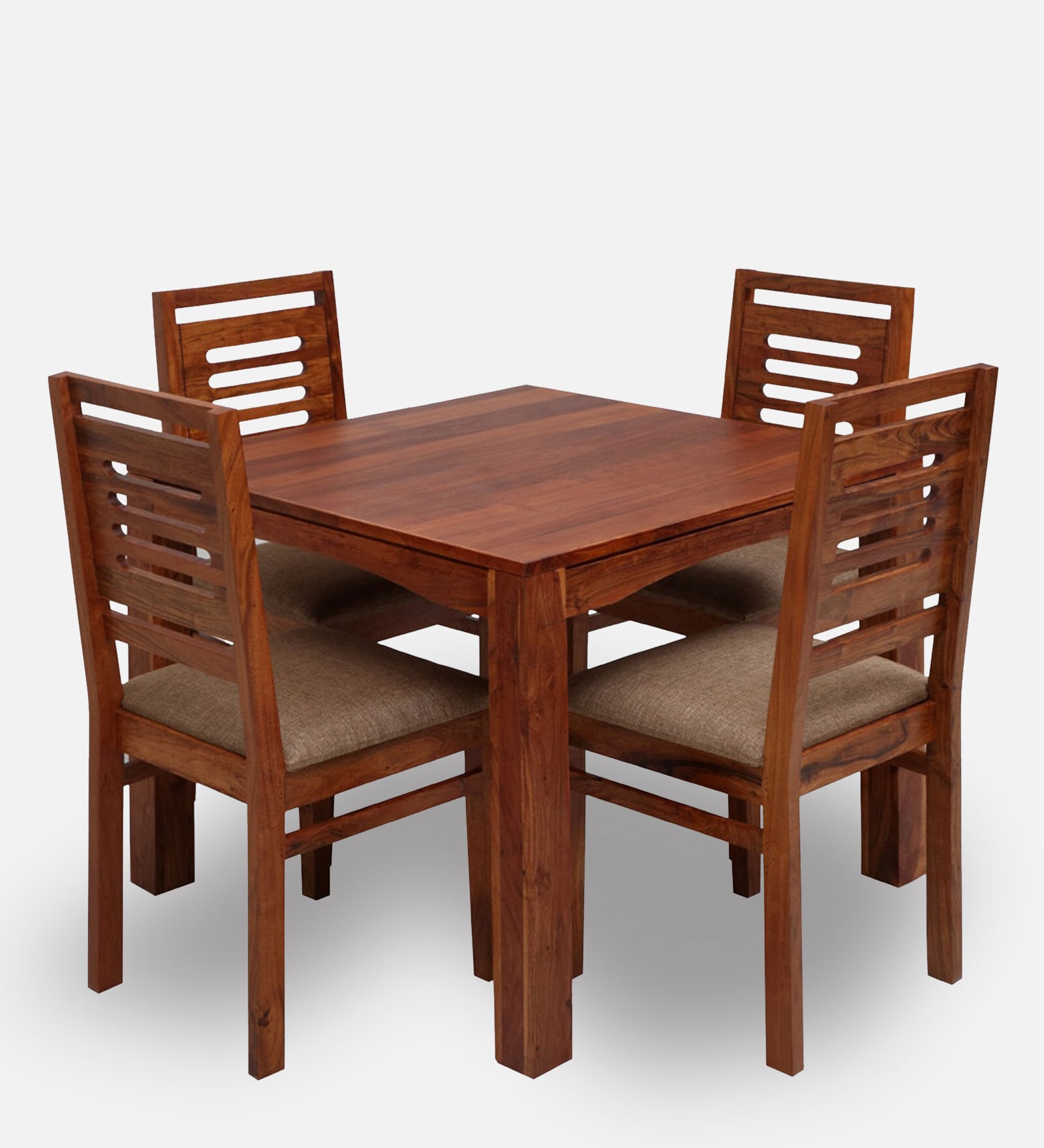 Vita Solid Wood 4 Seater Dining Set in Light Walnut Finish