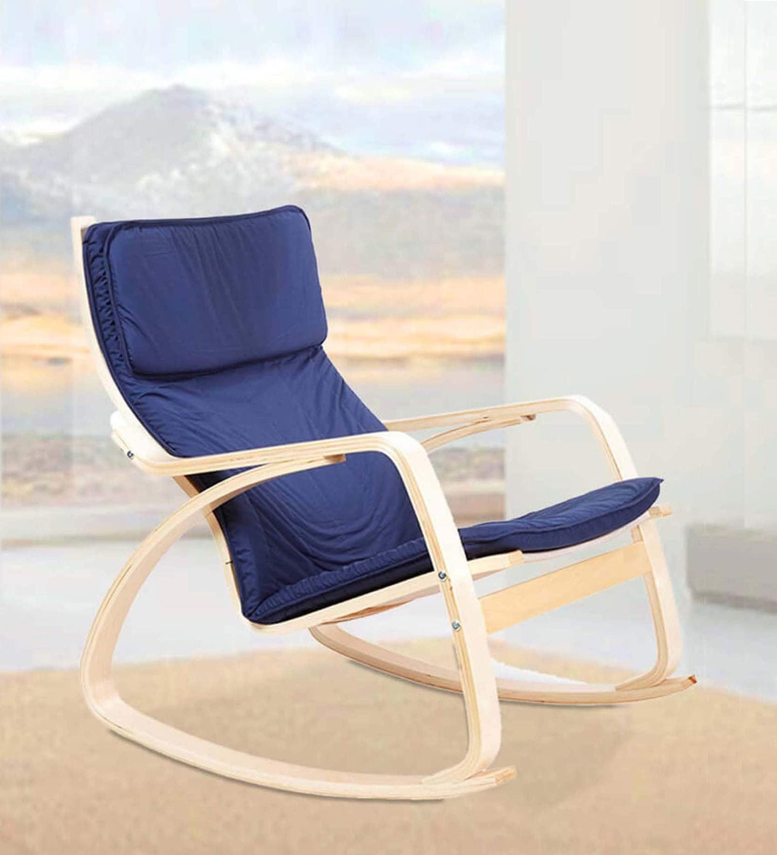 Vita Fabric Rocking Chair in Blue Colour