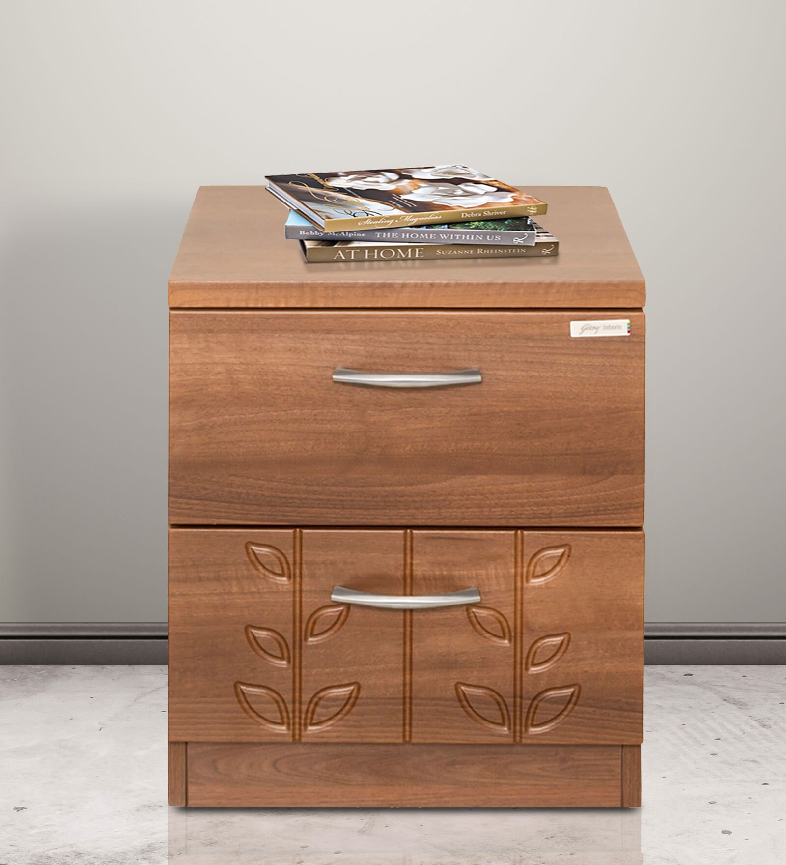 Buy Viva Bedside Table in Cincinnati Walnut Finish by Godrej Interio