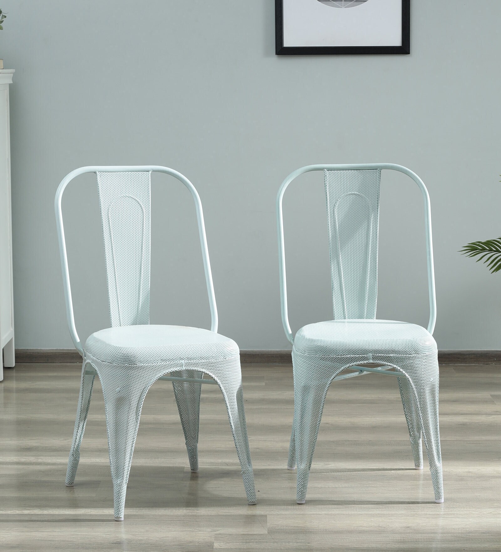 Vivaldi Metal Iconic Chair in Pastel Blue Colour (Set of 2)