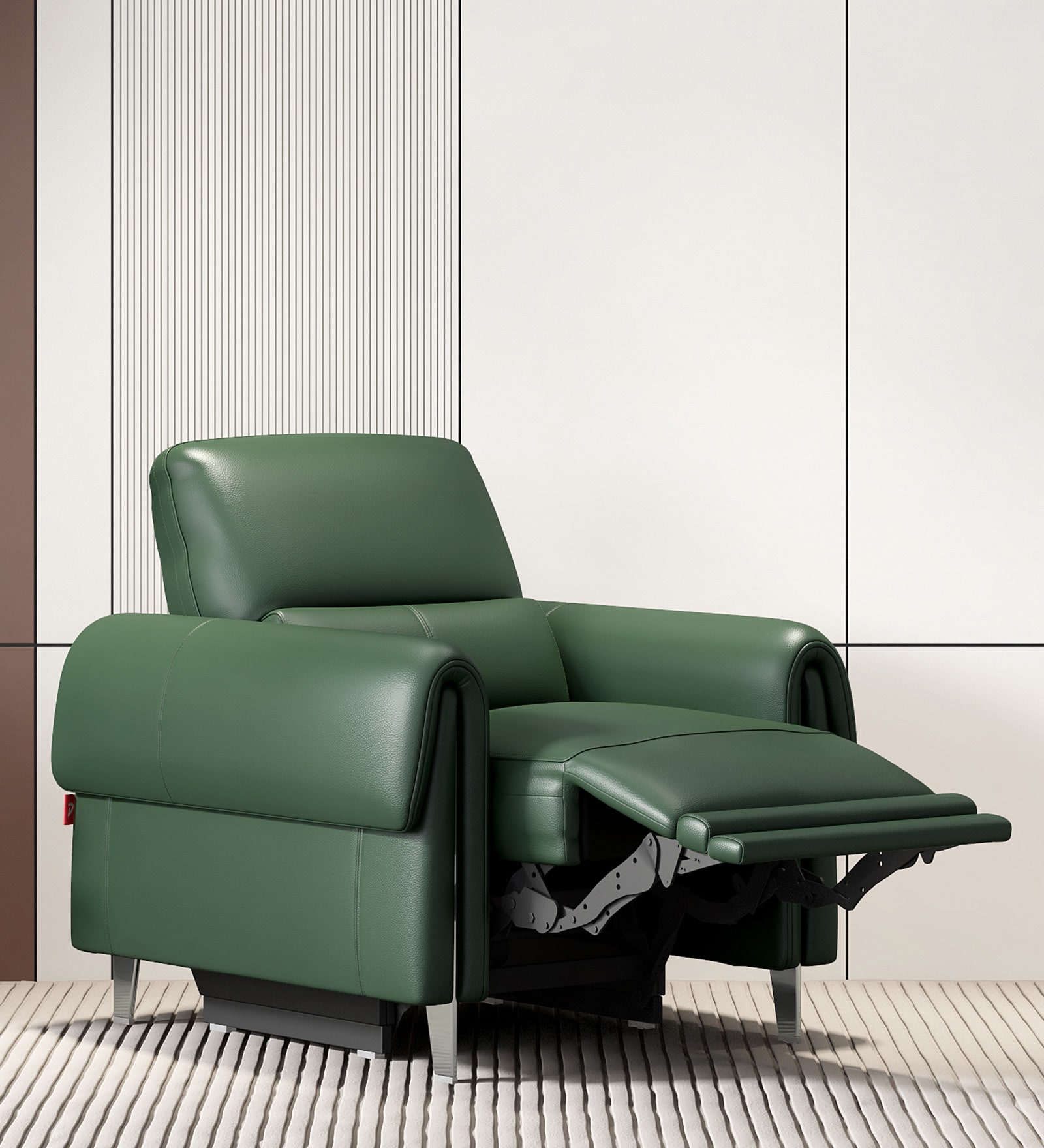 Vivian Leather 1 Seater Motorized Recliners With Usb Port In Green Color Vivian Leather 1 Seater Motorized Recliners With Usb Port In Green Color
