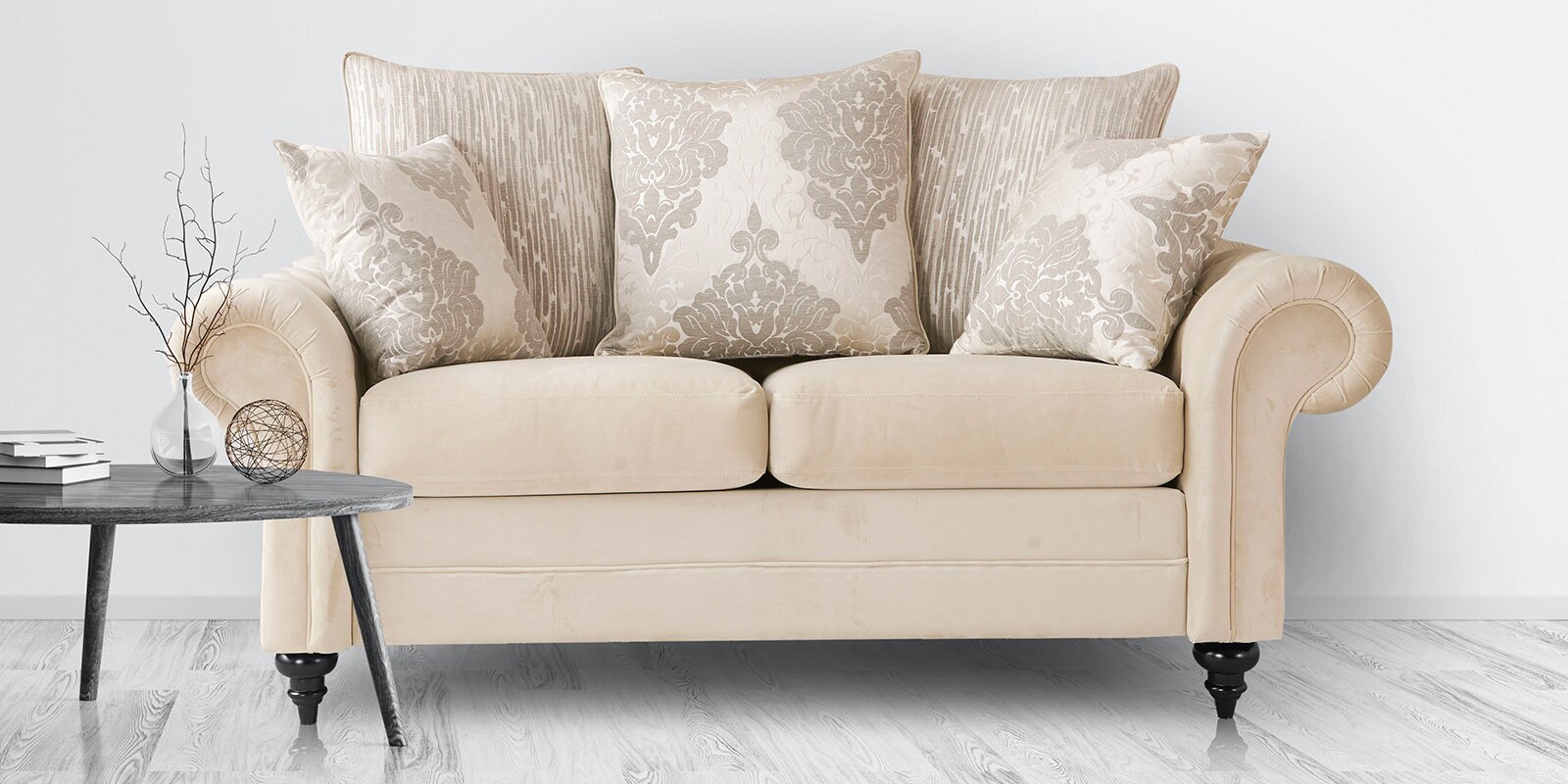 Buy Vienna 2 seater Sofa in Ivory Colour by Urban Living Online