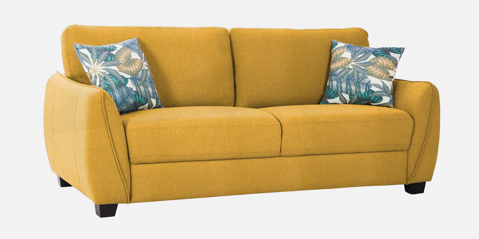 Virginia Chenille Fabric 3 Seater Sofa In Camel Yellow Colour