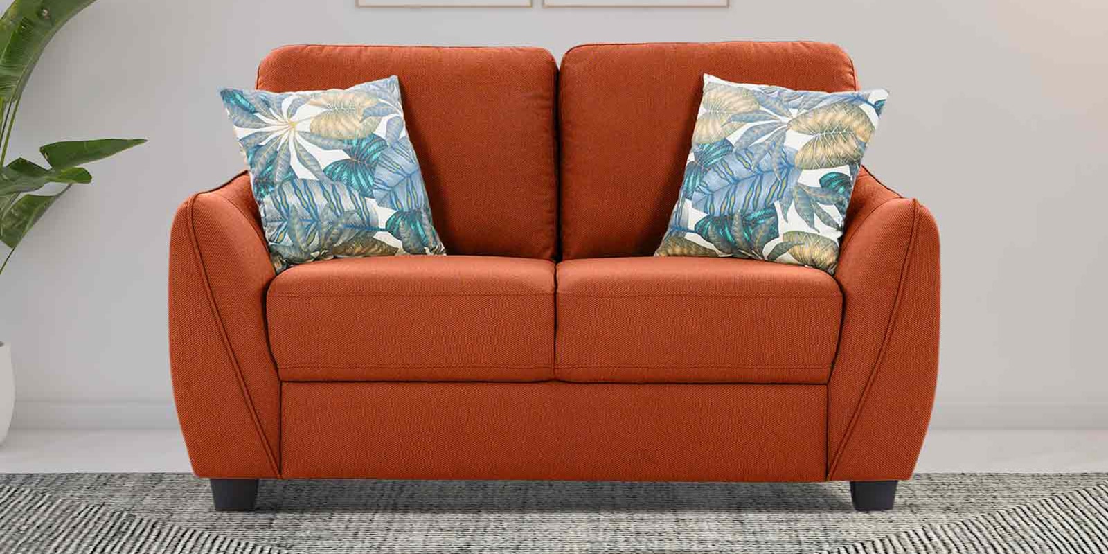 Virginia Chenille Fabric 2 Seater Sofa In Orange Colour