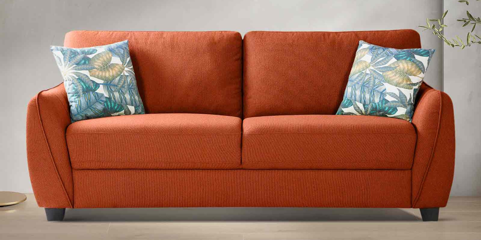 Virginia Chenille Fabric 3 Seater Sofa In Orange Colour