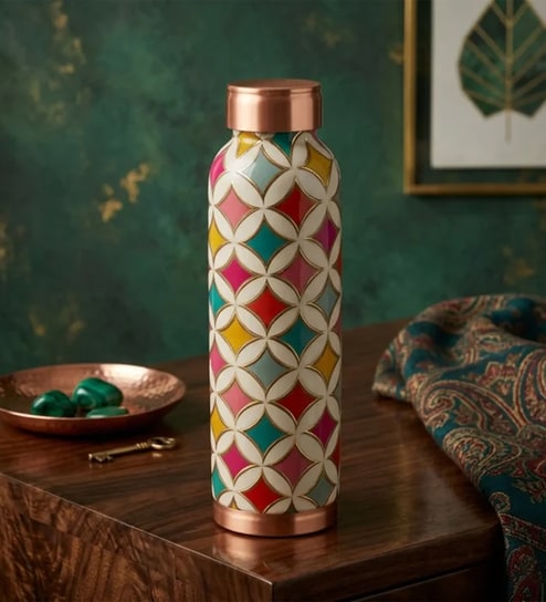 Vibrant Geometric Floral Copper Bottle Vibrant Geometric Floral Copper Bottle