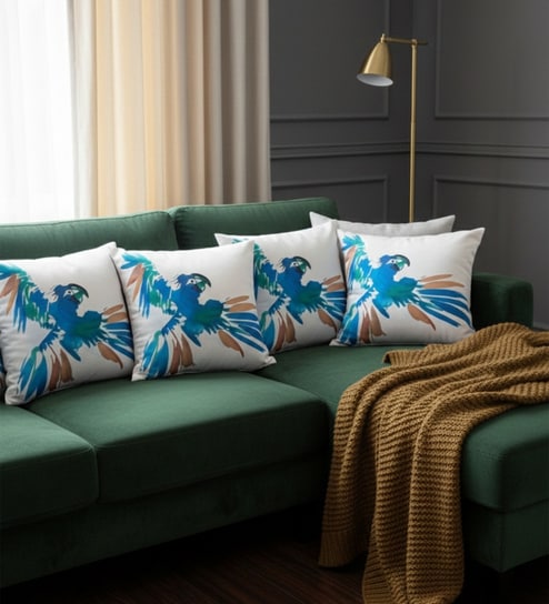 Vibrant Watercolor Parrot Cushion Cover (18x18 inches)